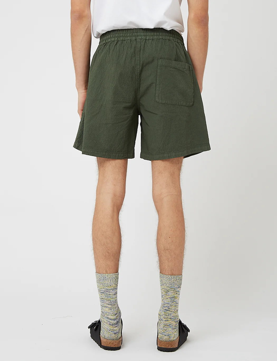 Bhode Drawstring Shorts (Seersucker) - Bottle Green - Image 7