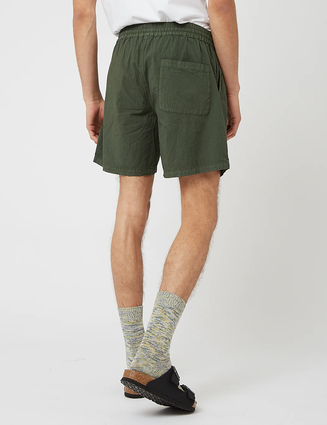 Bhode Drawstring Shorts (Seersucker) - Bottle Green - Image 8