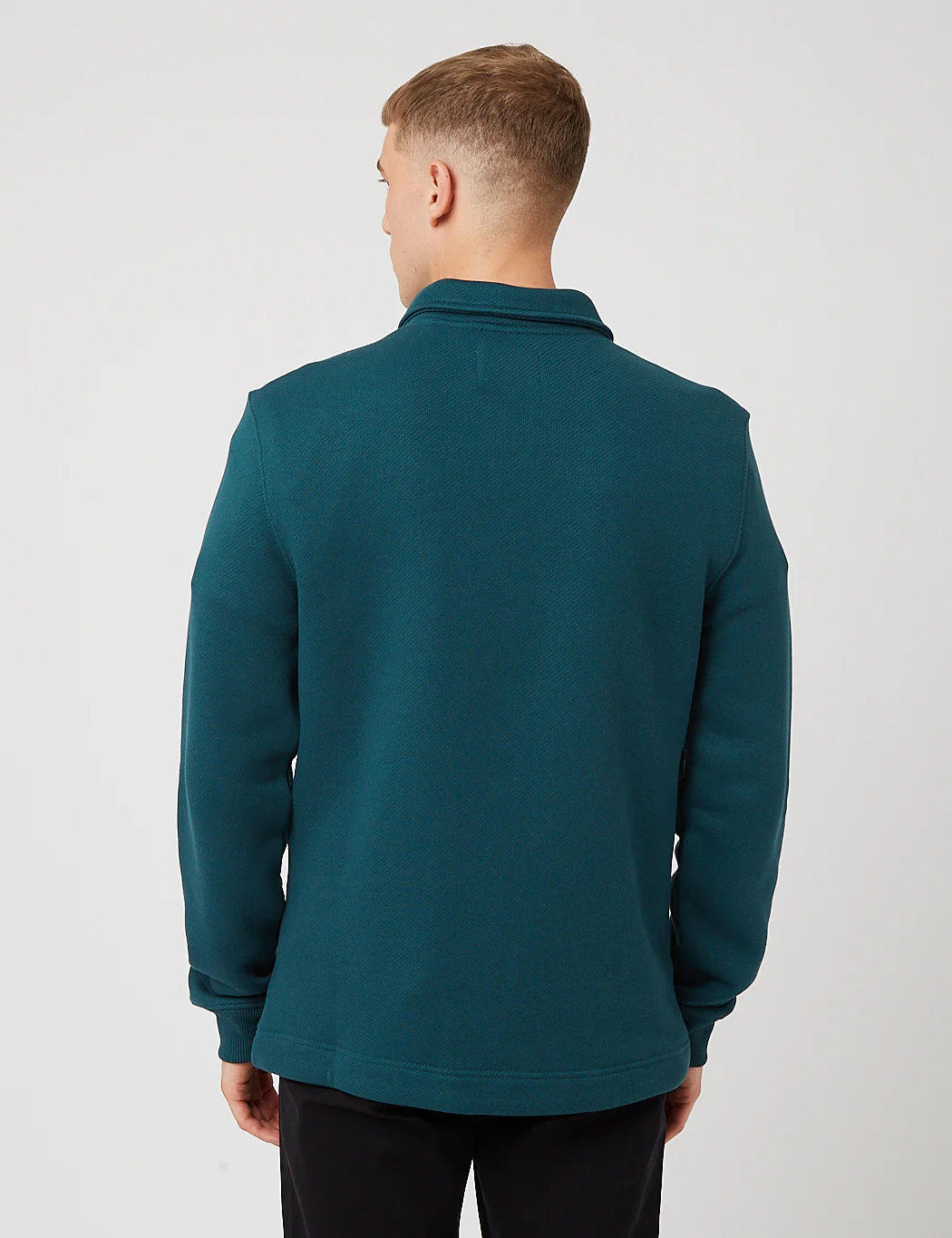 Bhode Everyday Half-Zip Collar Sweatshirt (Loopback) - Deep Teal Green - Image 5