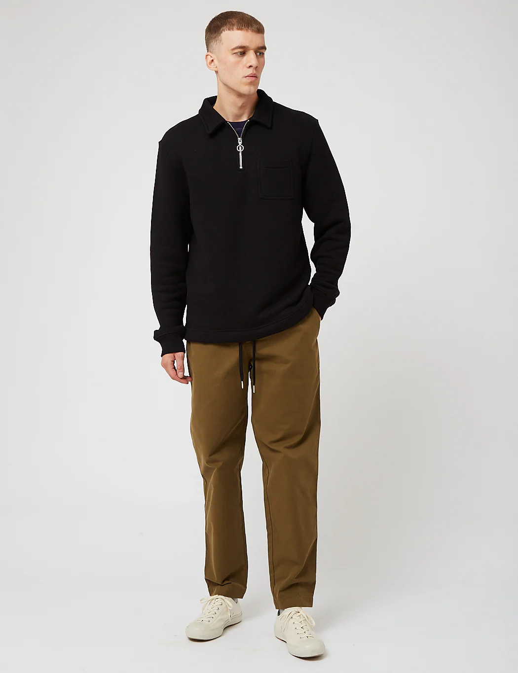 Bhode Everyday Half-Zip Collar Sweatshirt (Loopback) - Pirate Black - Image 3