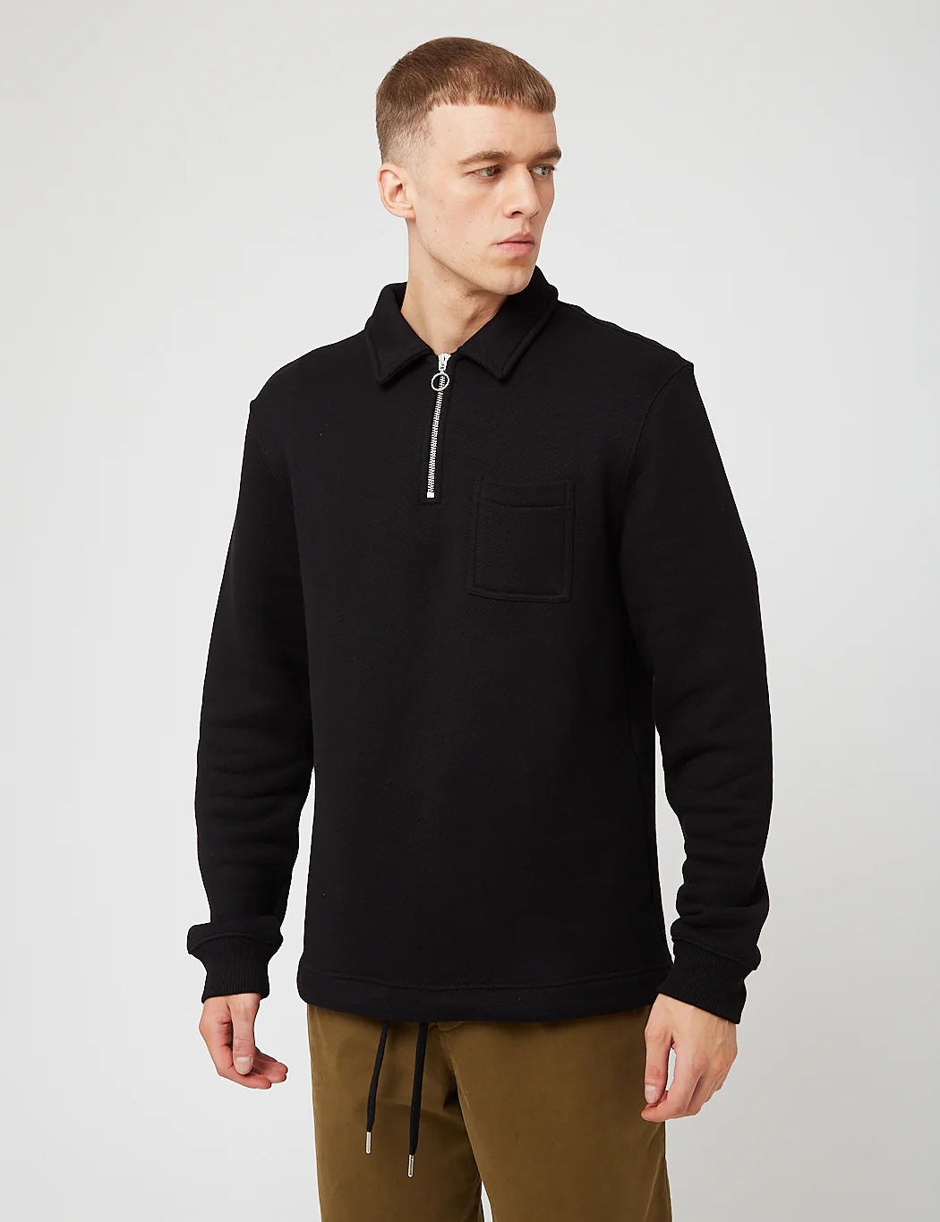 Bhode Everyday Half-Zip Collar Sweatshirt (Loopback) - Pirate Black - Image 4