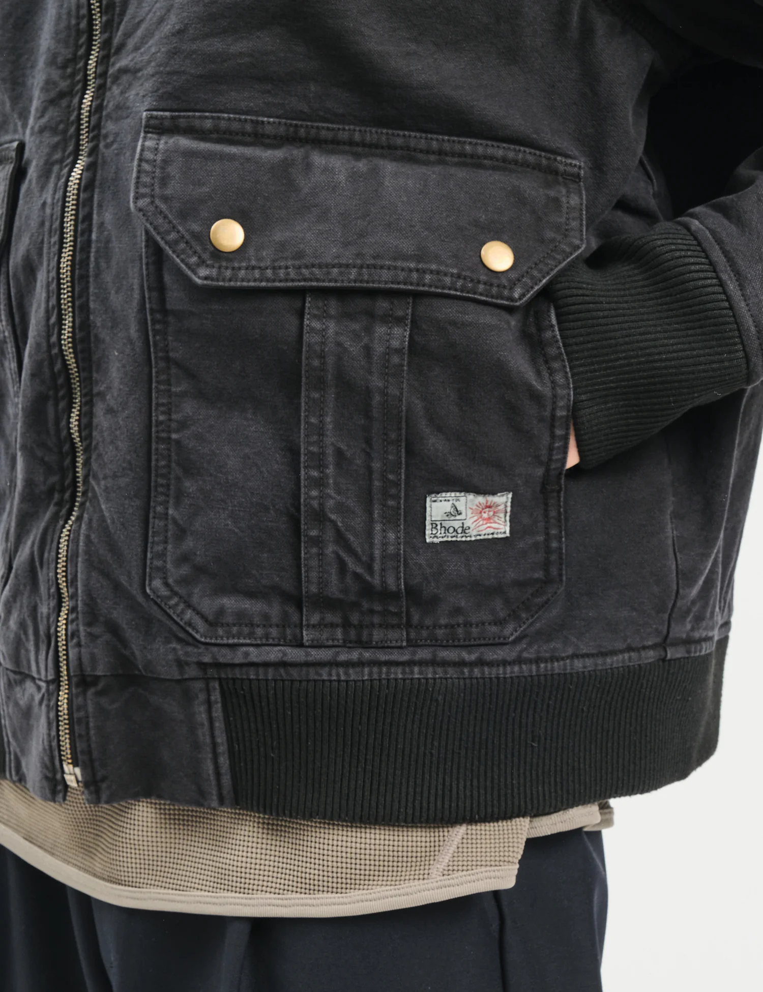 Bhode Flight Jacket (Insulated) - Washed Black - Image 2