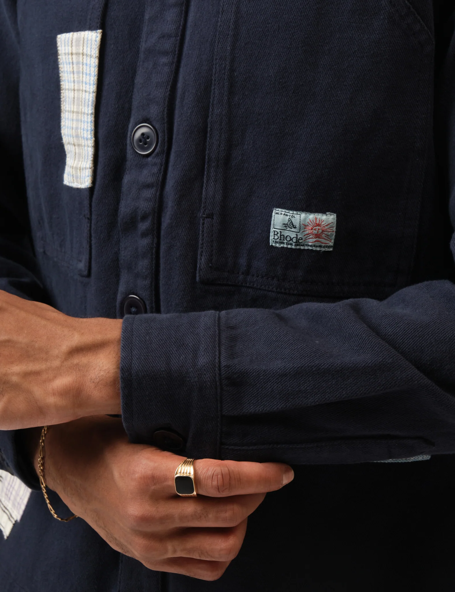 Bhode Map Pocket Overshirt (Patchwork) - Navy Blue - Image 2