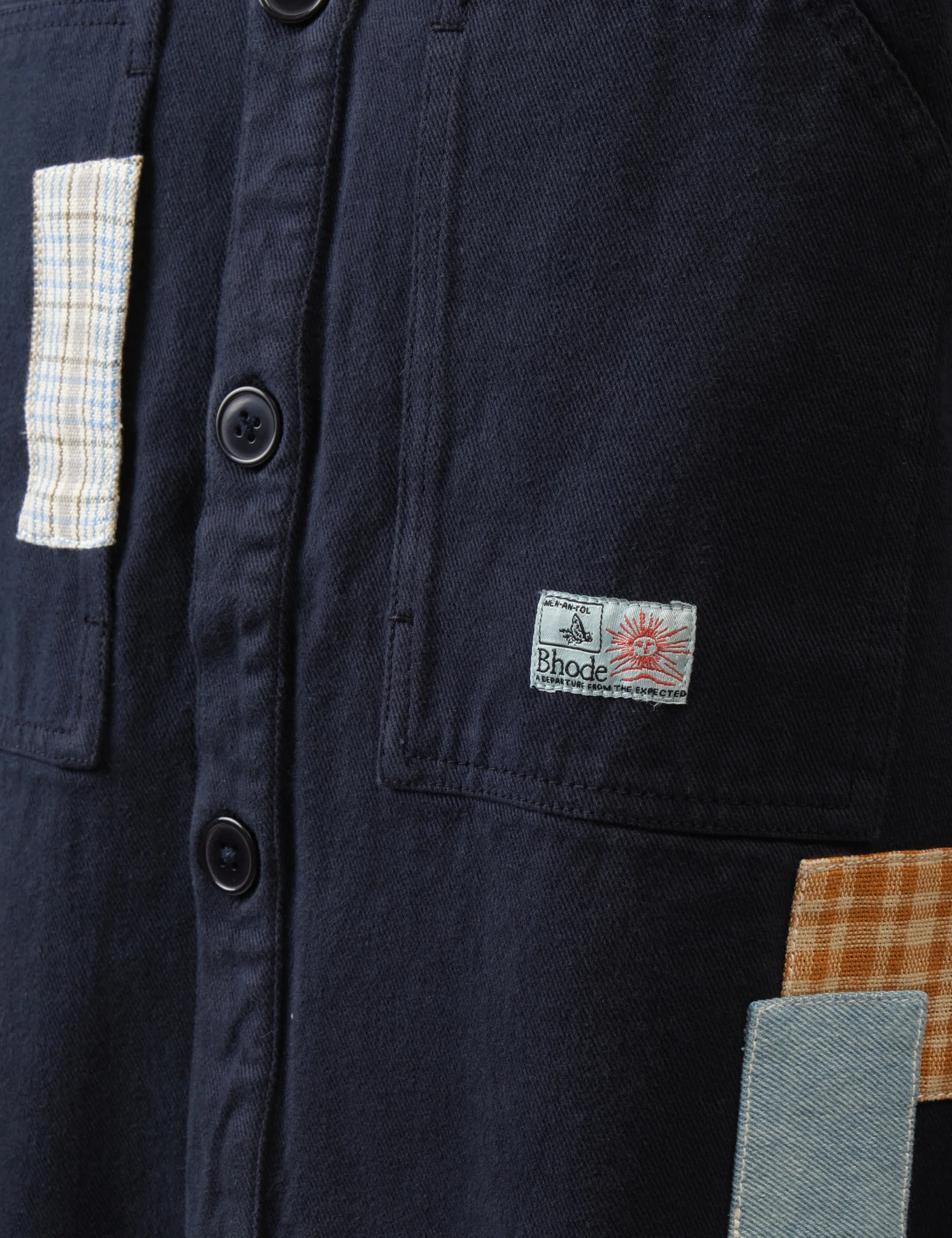 Bhode Map Pocket Overshirt (Patchwork) - Navy Blue - Image 6