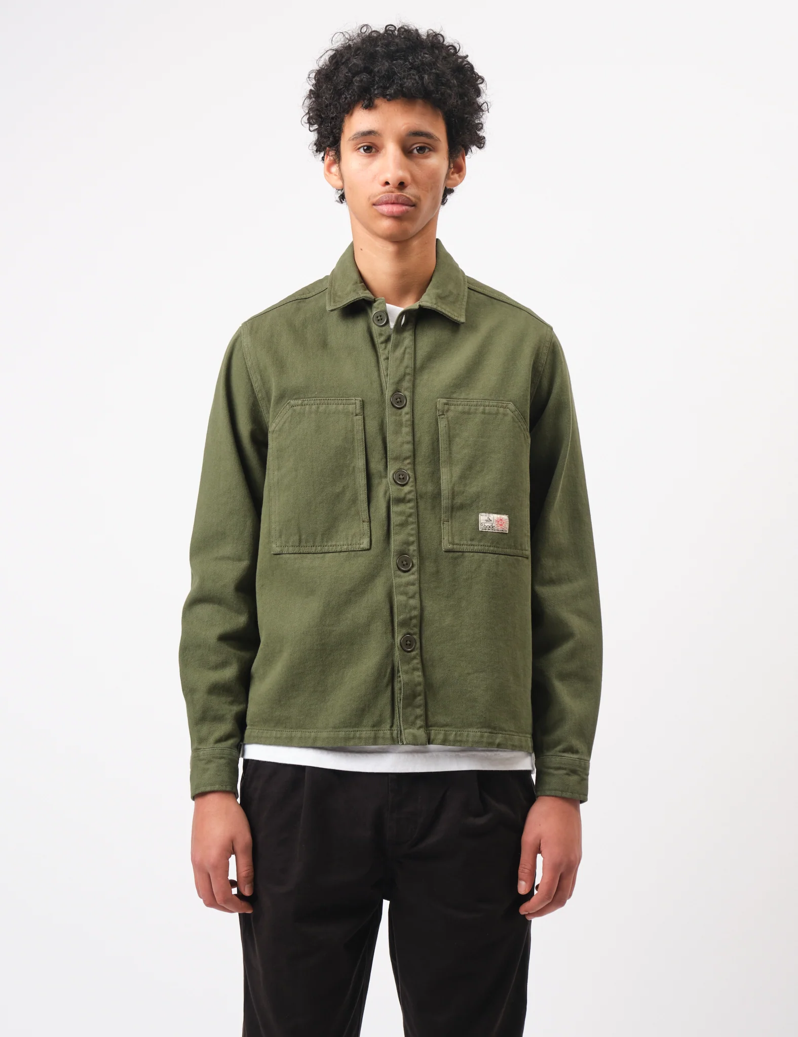 Bhode Map Pocket Overshirt Twill - Army Green