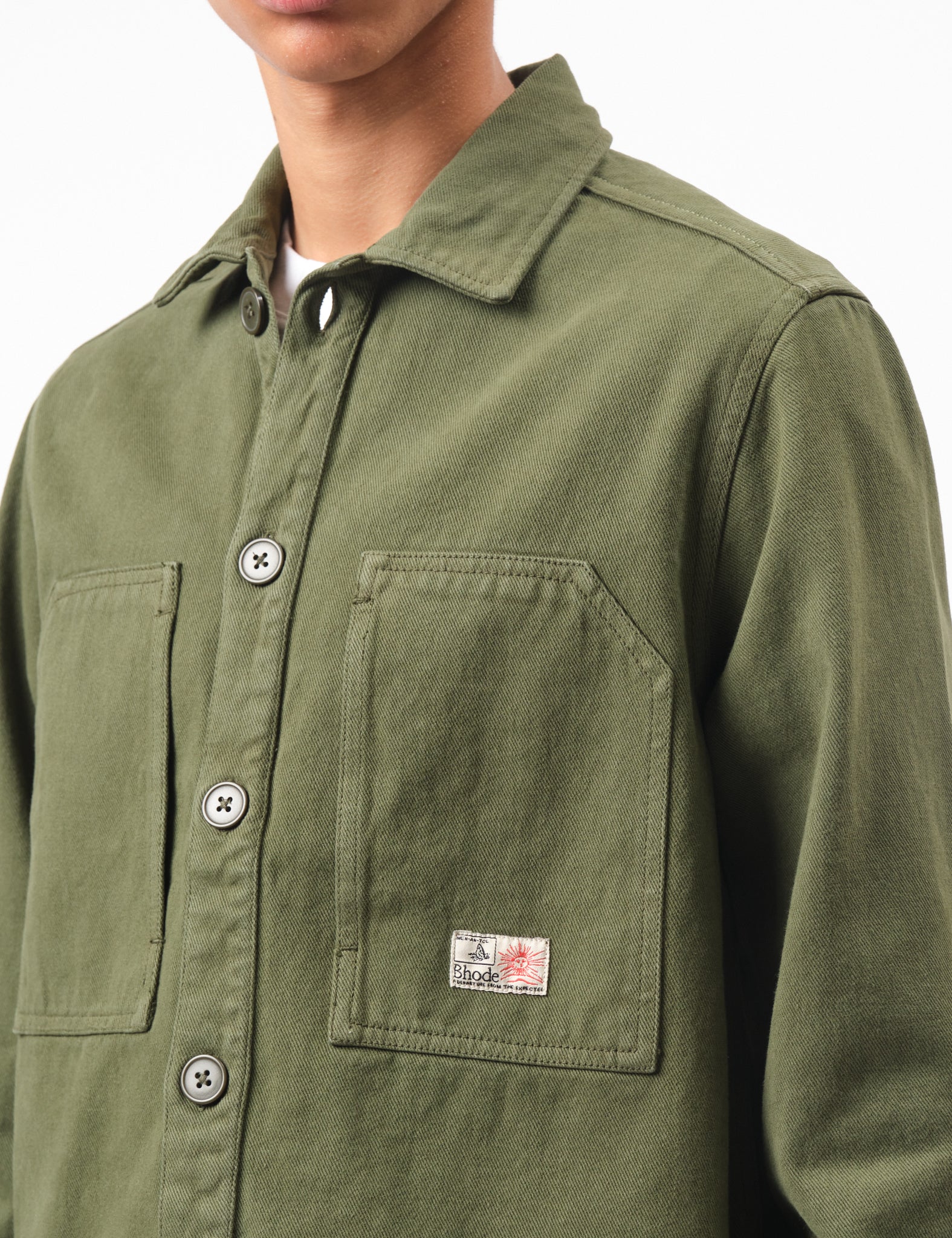 Bhode Map Pocket Overshirt Twill - Army Green - Image 2