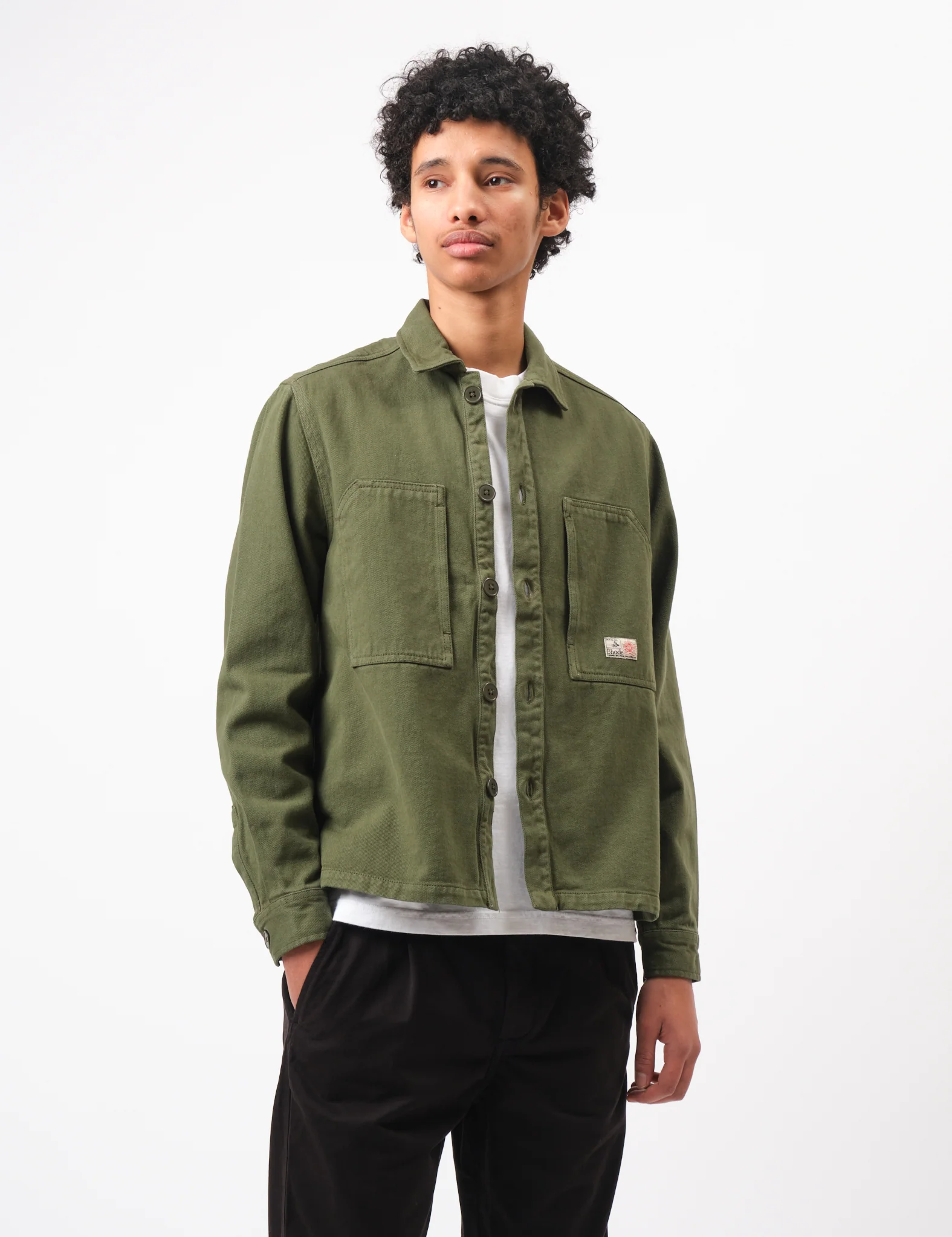 Bhode Map Pocket Overshirt Twill - Army Green - Image 5