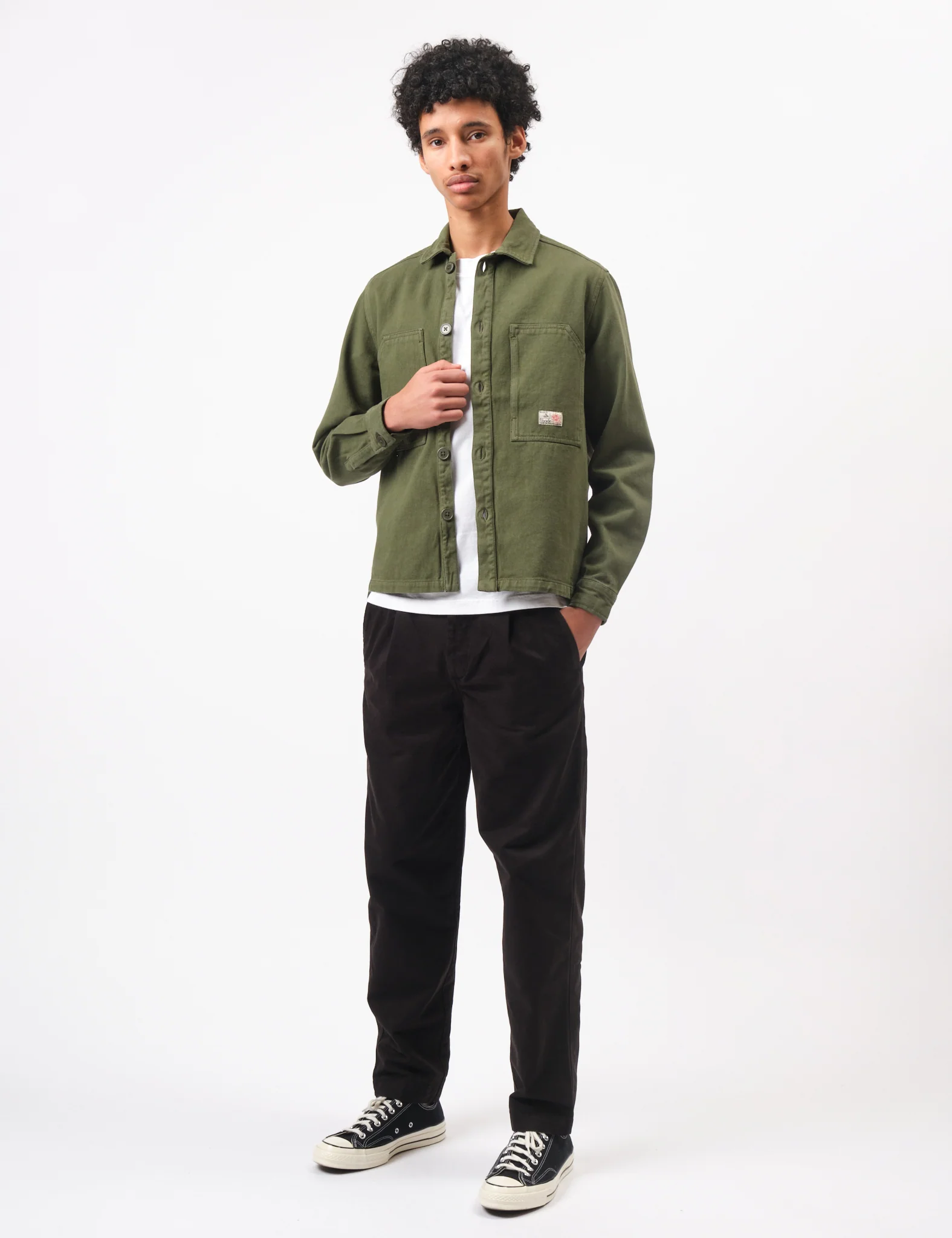 Bhode Map Pocket Overshirt Twill - Army Green - Image 6