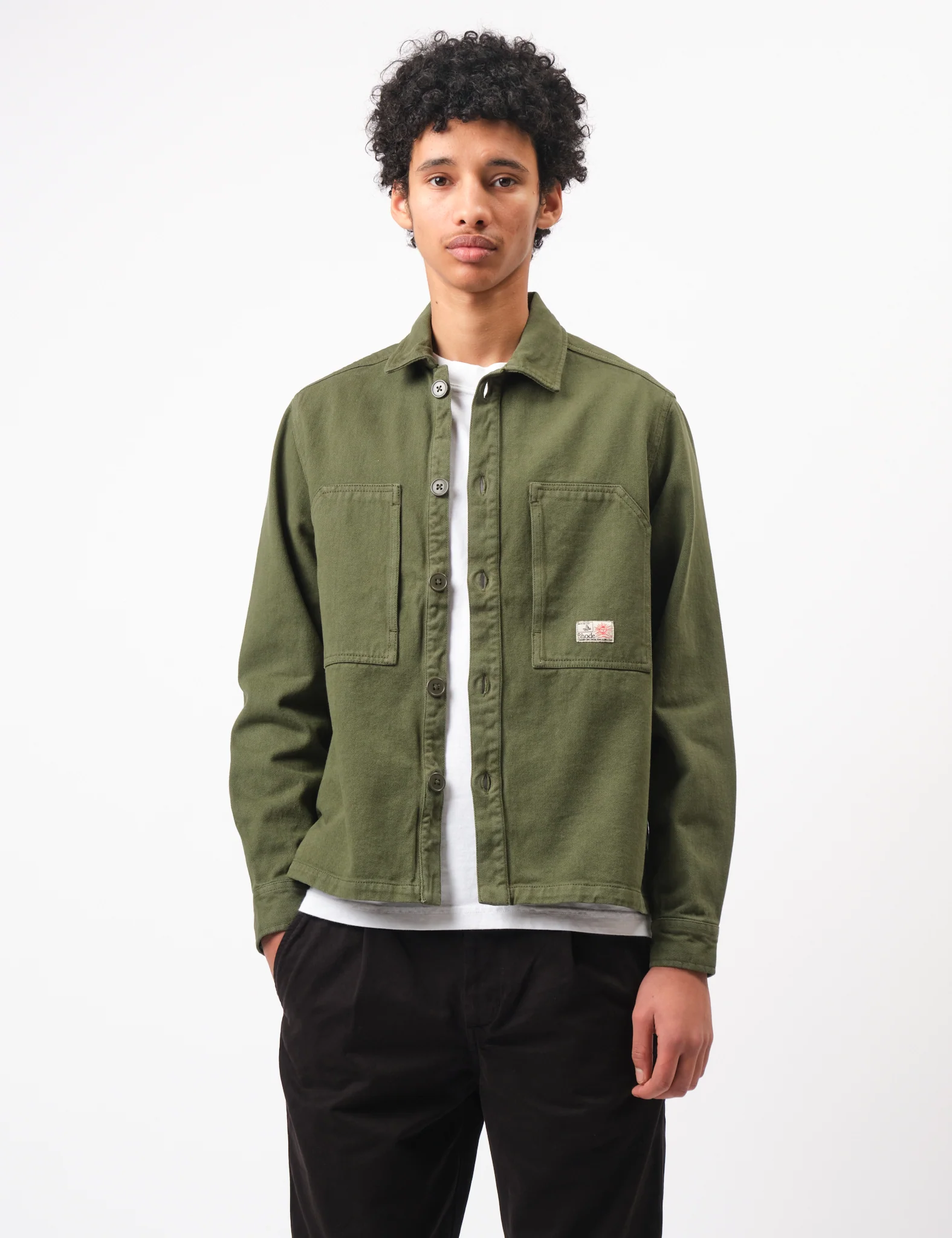 Bhode Map Pocket Overshirt Twill - Army Green - Image 7