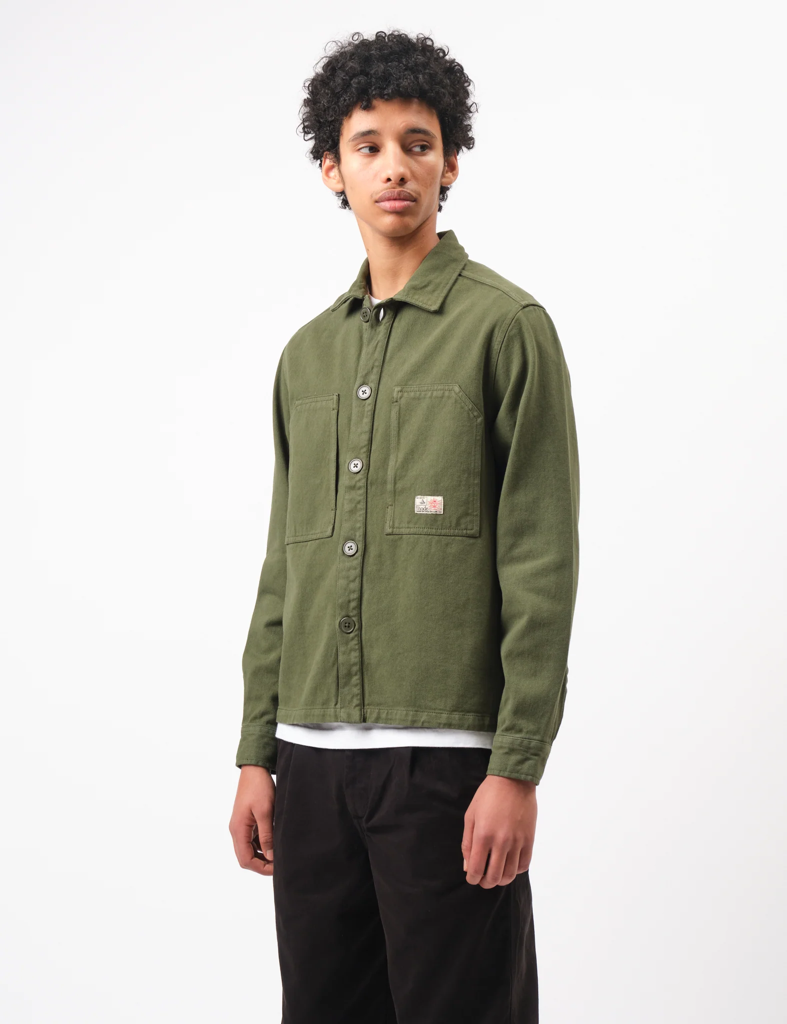 Bhode Map Pocket Overshirt Twill - Army Green - Image 8