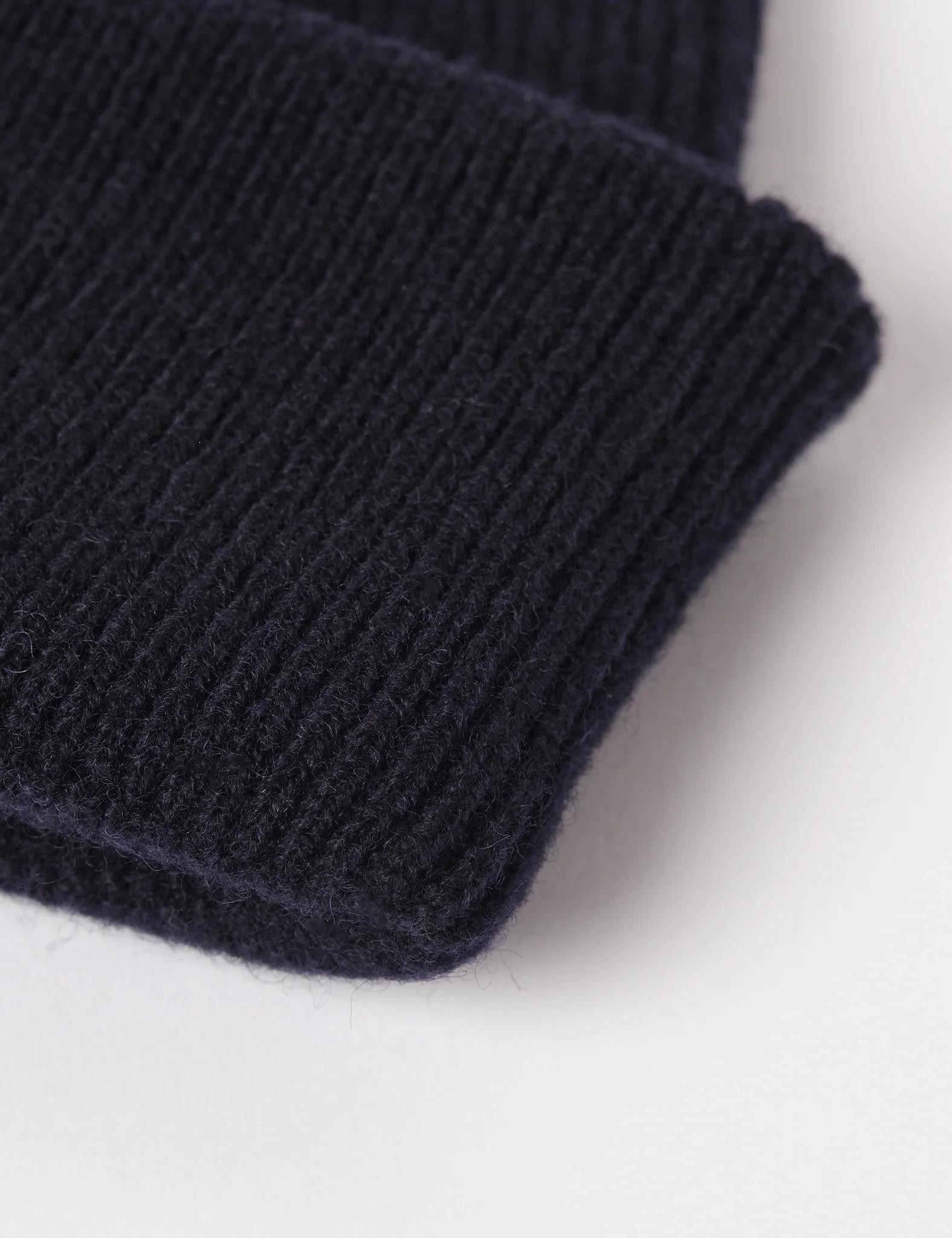 Bhode Newlyn Fishermans Wool Beanie Hat (Knitted in Scotland) - Navy Blue - Image 2