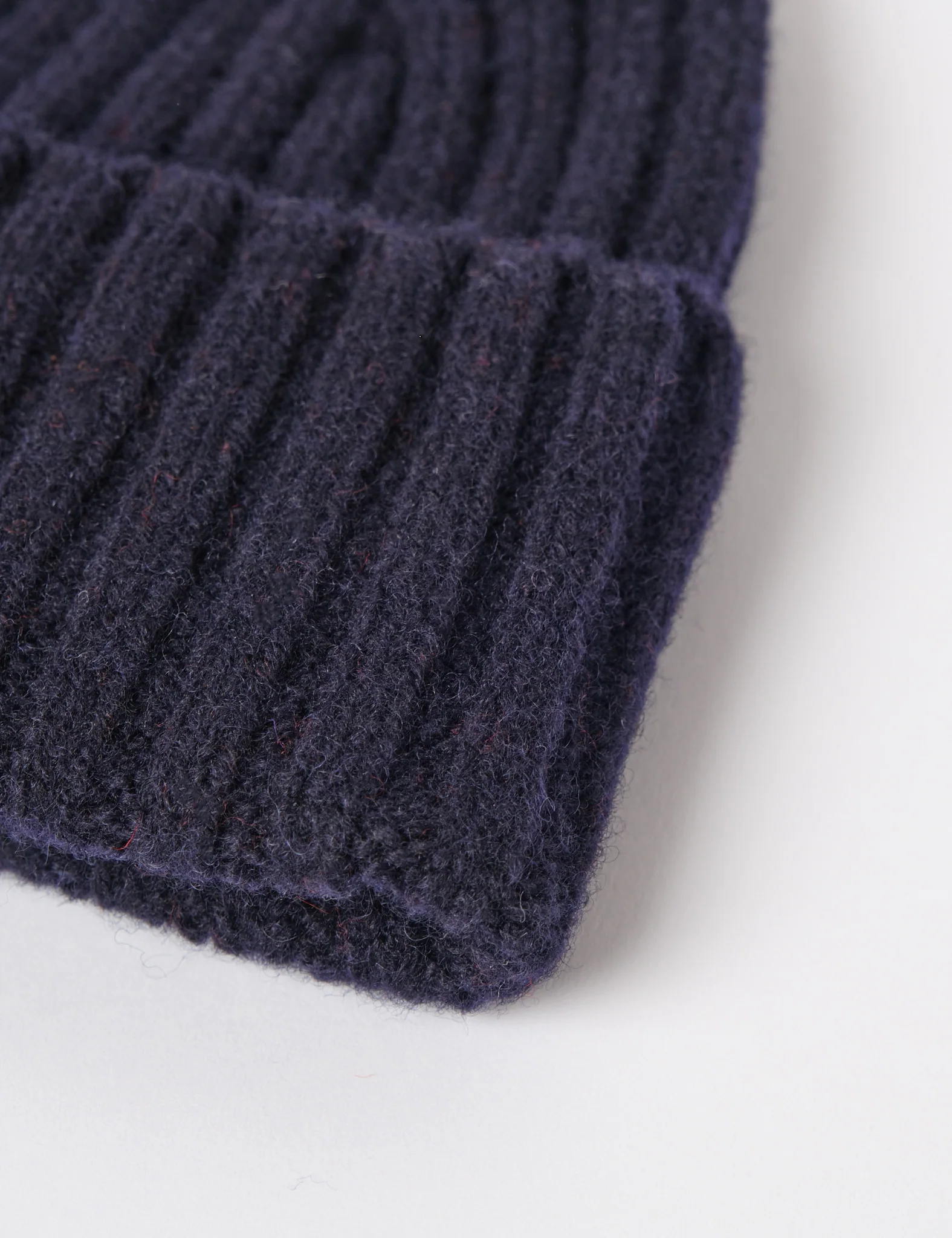 Bhode Pennan Pure Wool Beanie Hat (Knitted in Scotland) - Navy Blue - Image 2