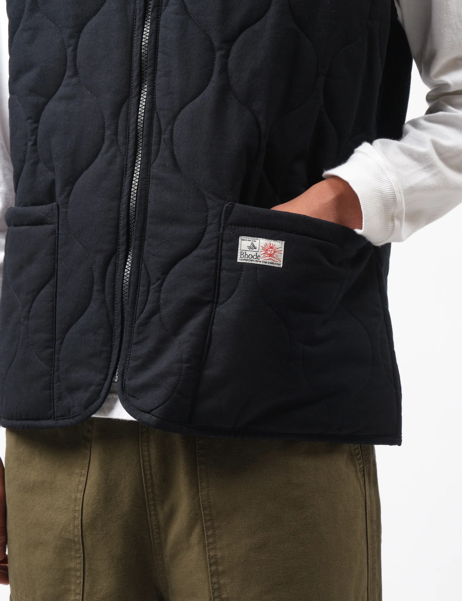 Bhode Quilted Zip Gilet - Black - Image 2