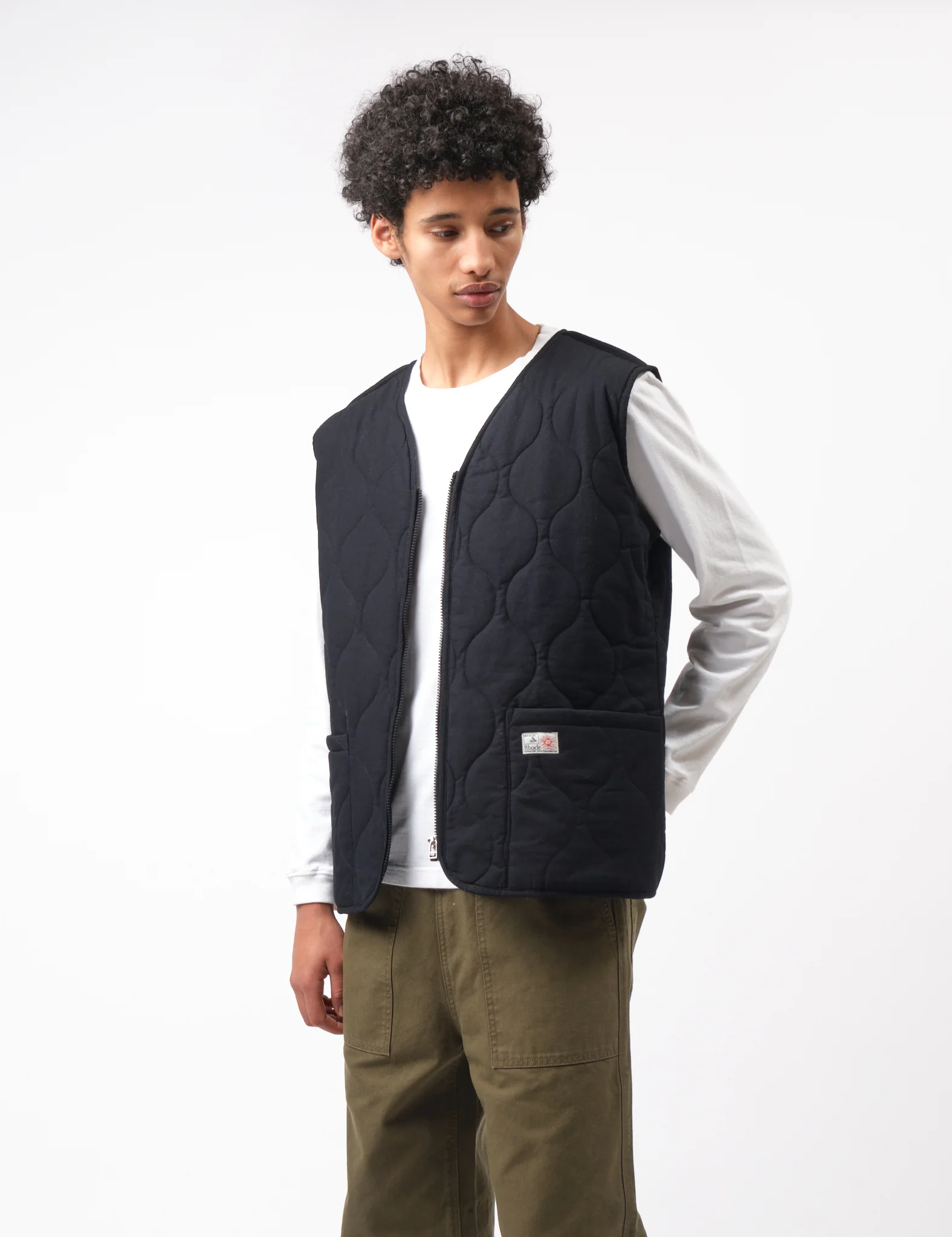 Bhode Quilted Zip Gilet - Black - Image 4