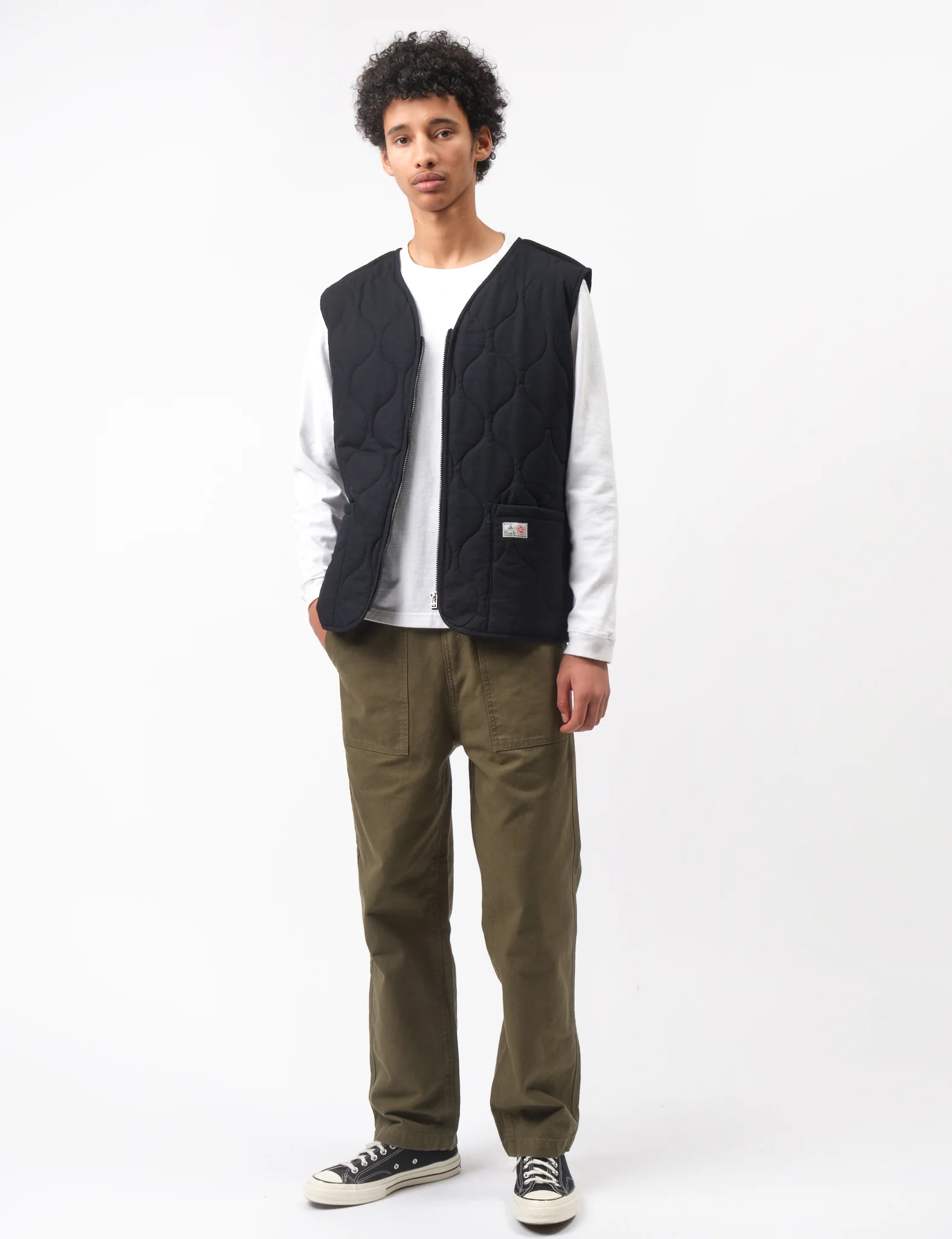 Bhode Quilted Zip Gilet - Black - Image 6