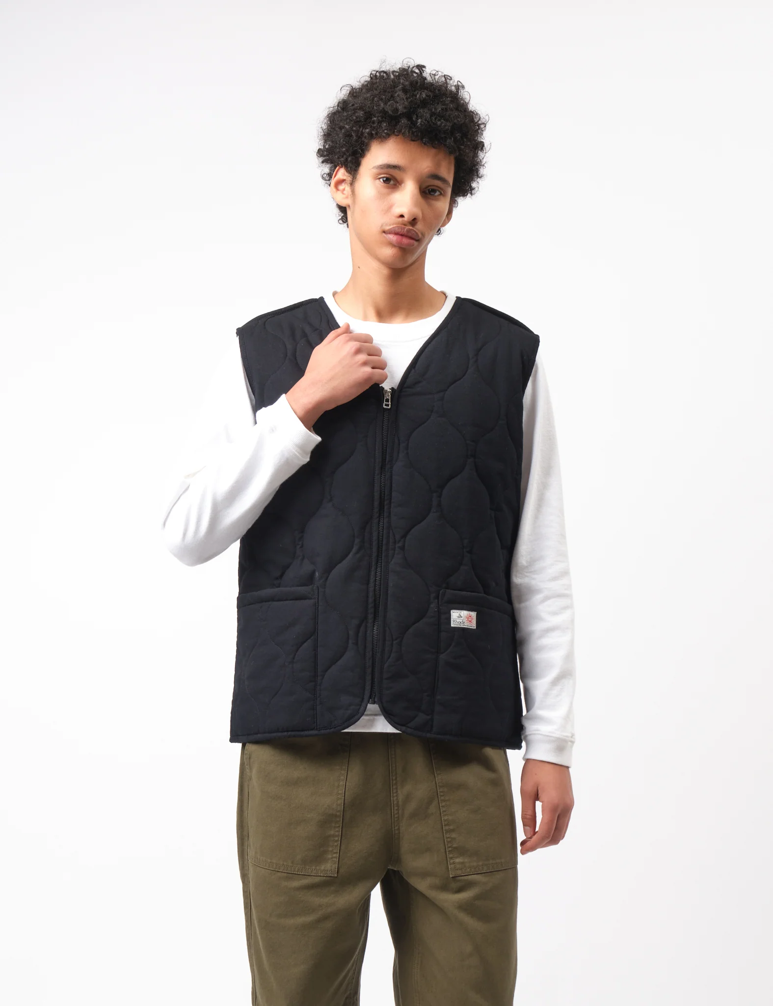 Bhode Quilted Zip Gilet - Black - Image 8