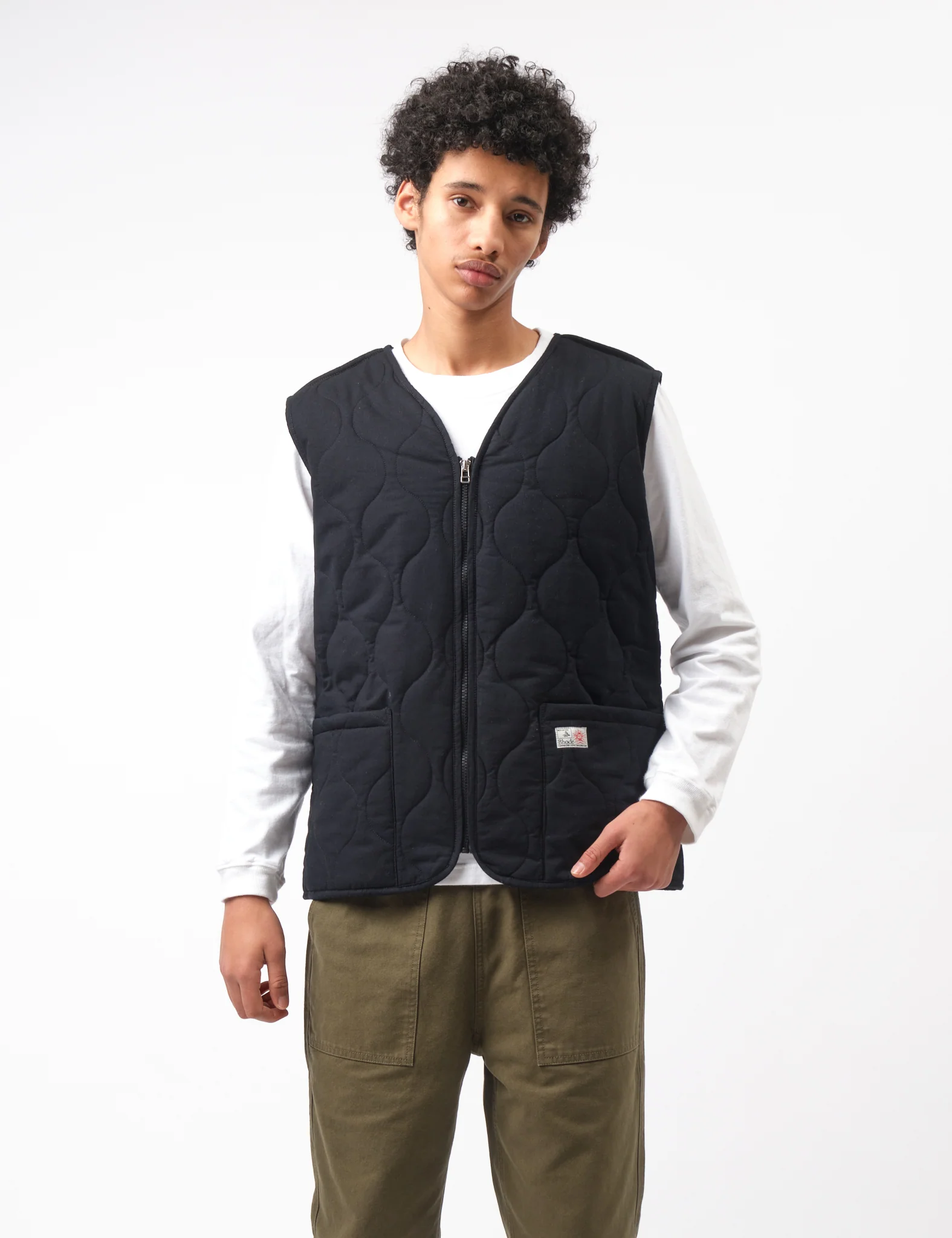 Bhode Quilted Zip Gilet - Black - Image 9