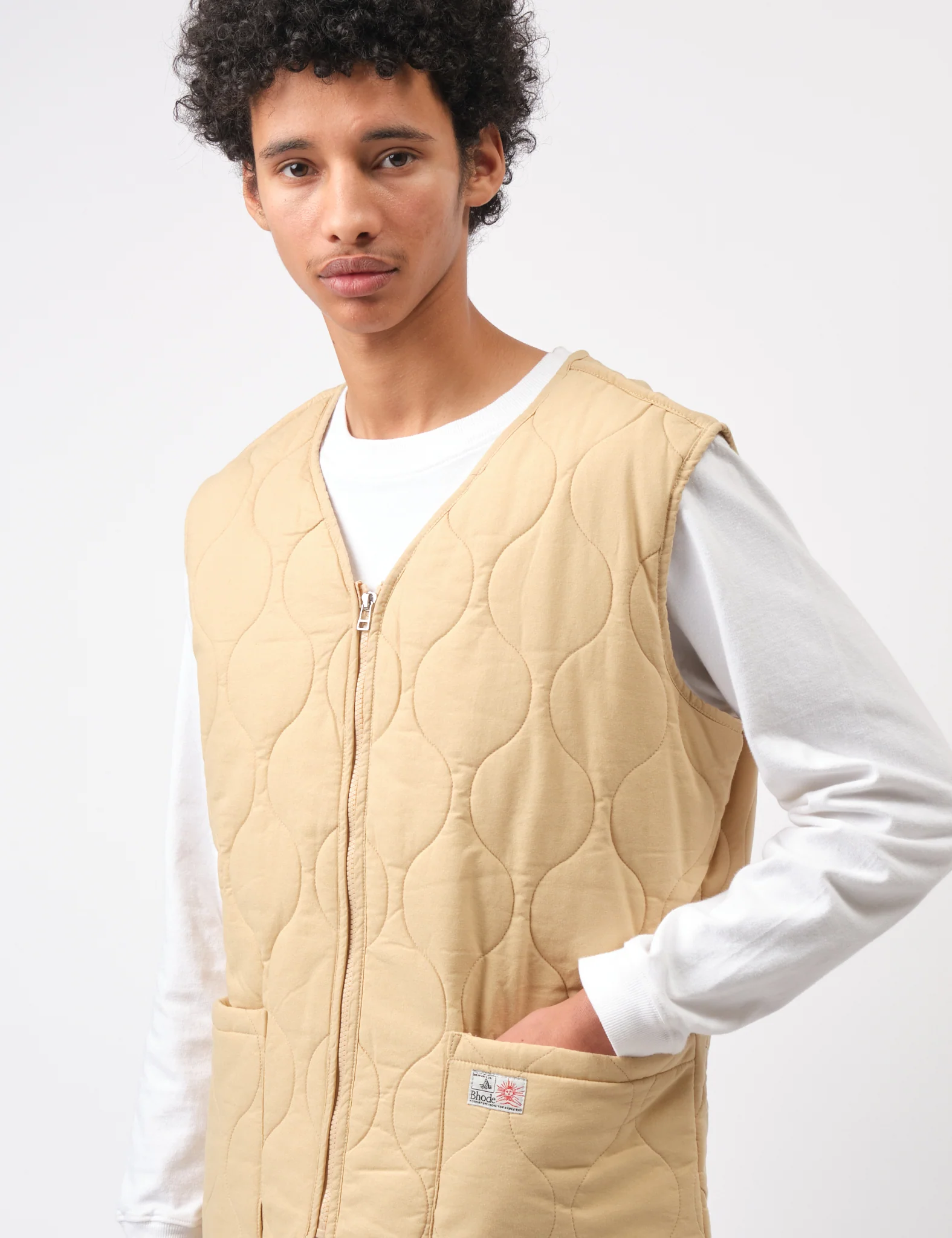 Bhode Quilted Zip Gilet - Parchment - Image 3