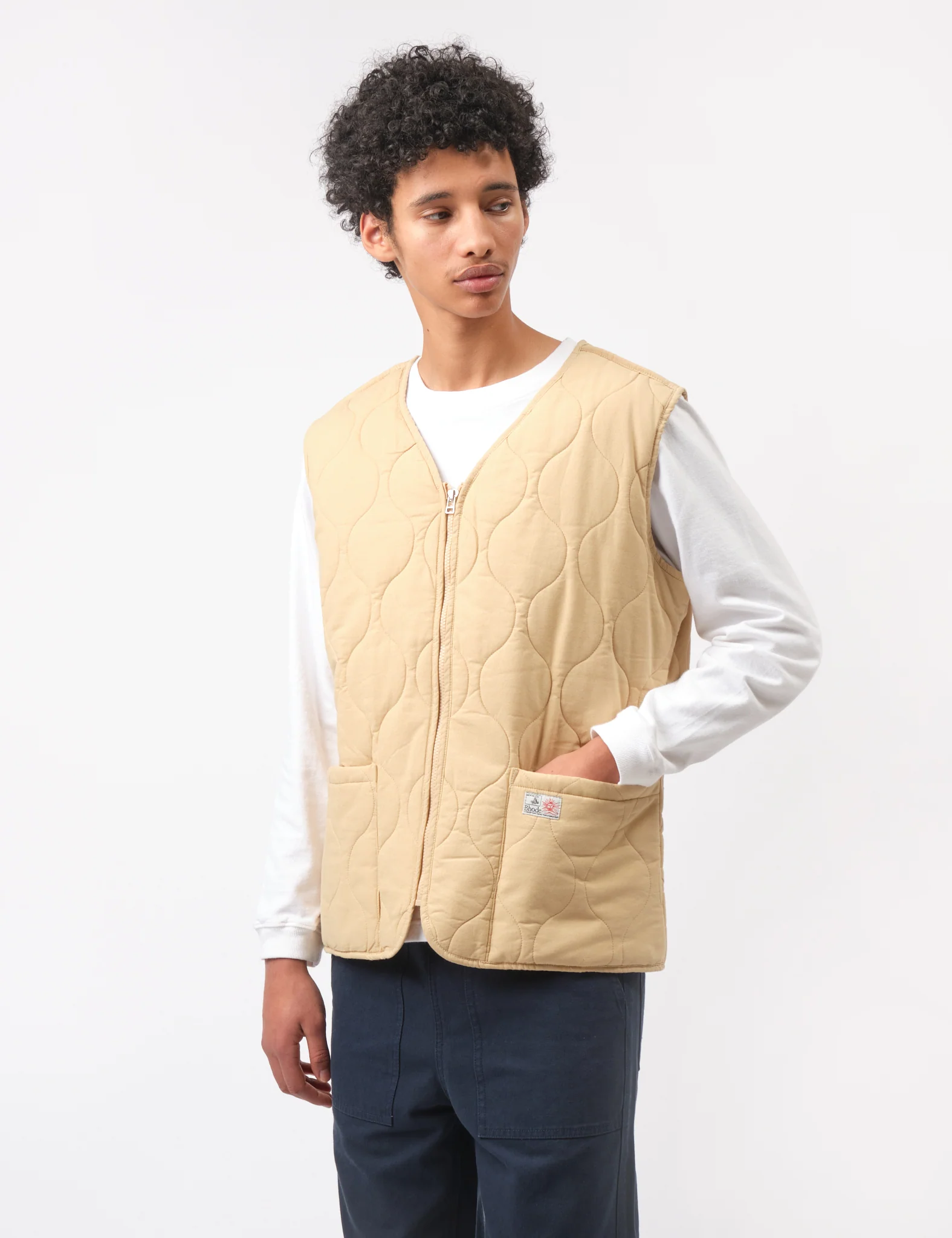 Bhode Quilted Zip Gilet - Parchment - Image 8