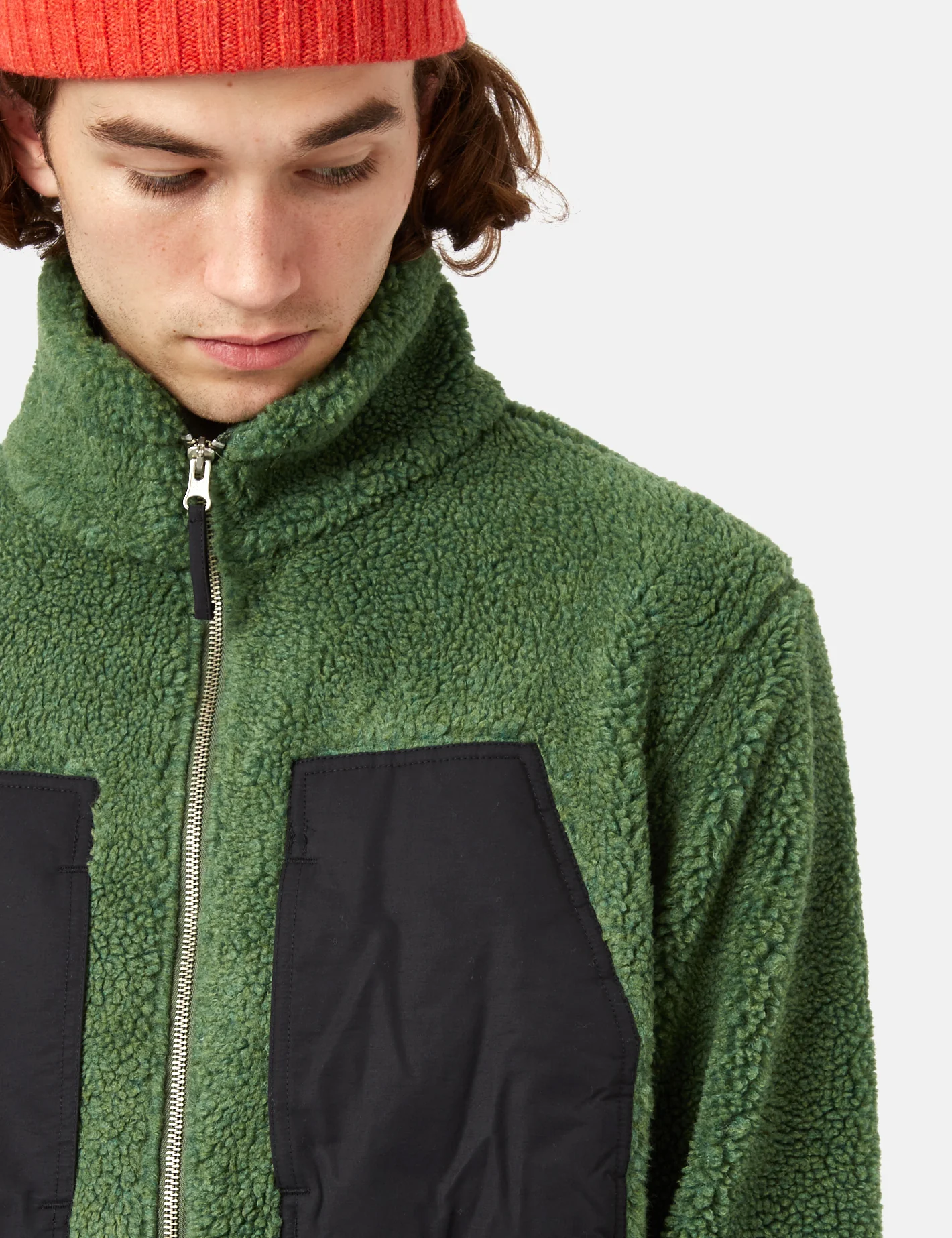 Bhode Sherpa Zip Fleece Jacket - Sage Green - Image 2