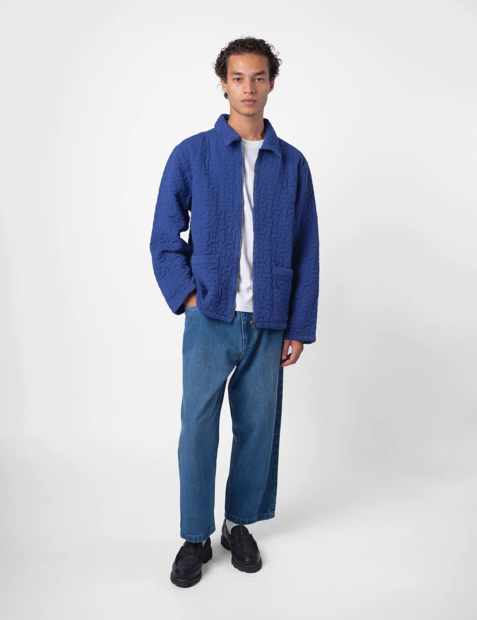 Bhode Textured Zip Jacket - Indigo Blue - Image 3