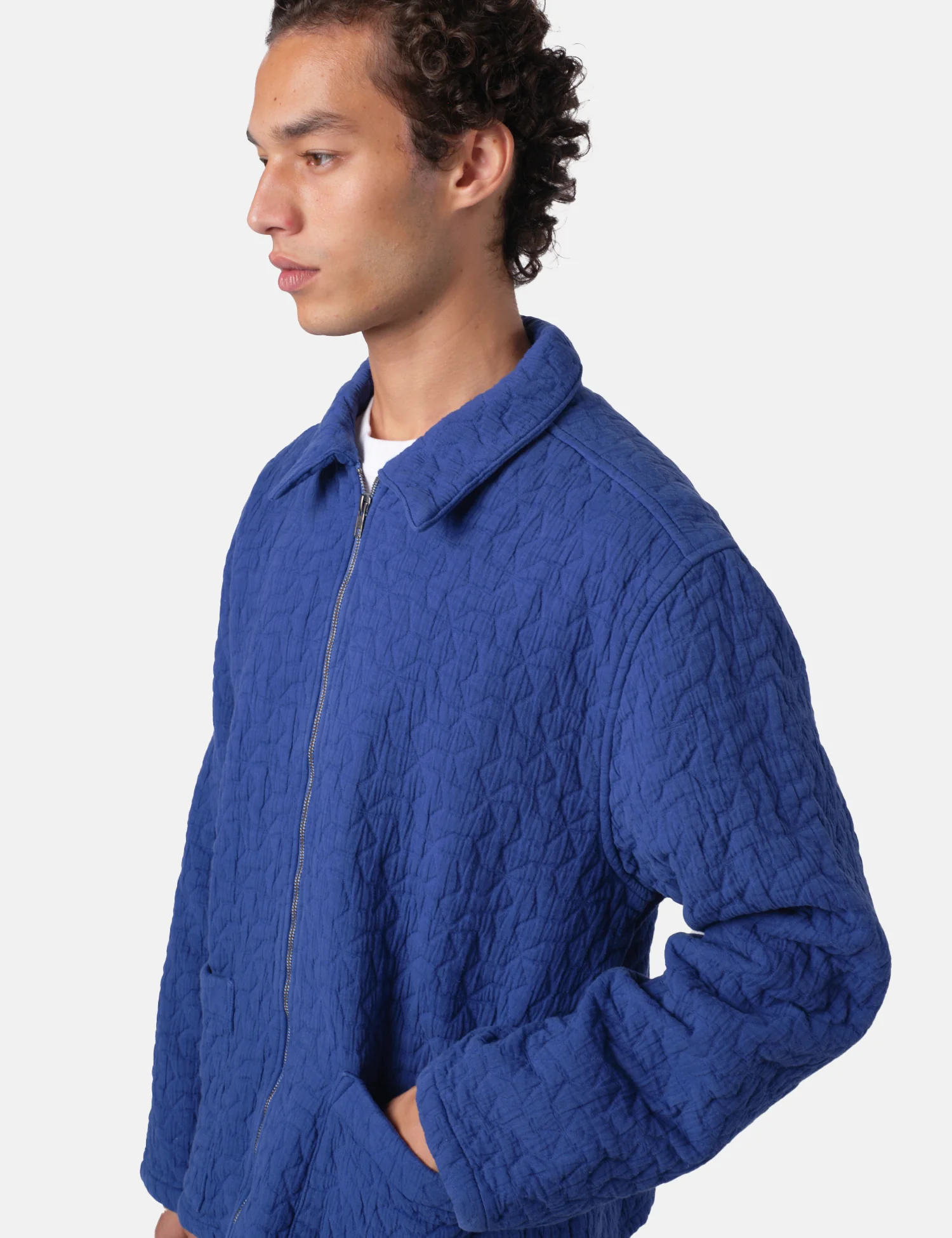 Bhode Textured Zip Jacket - Indigo Blue - Image 4