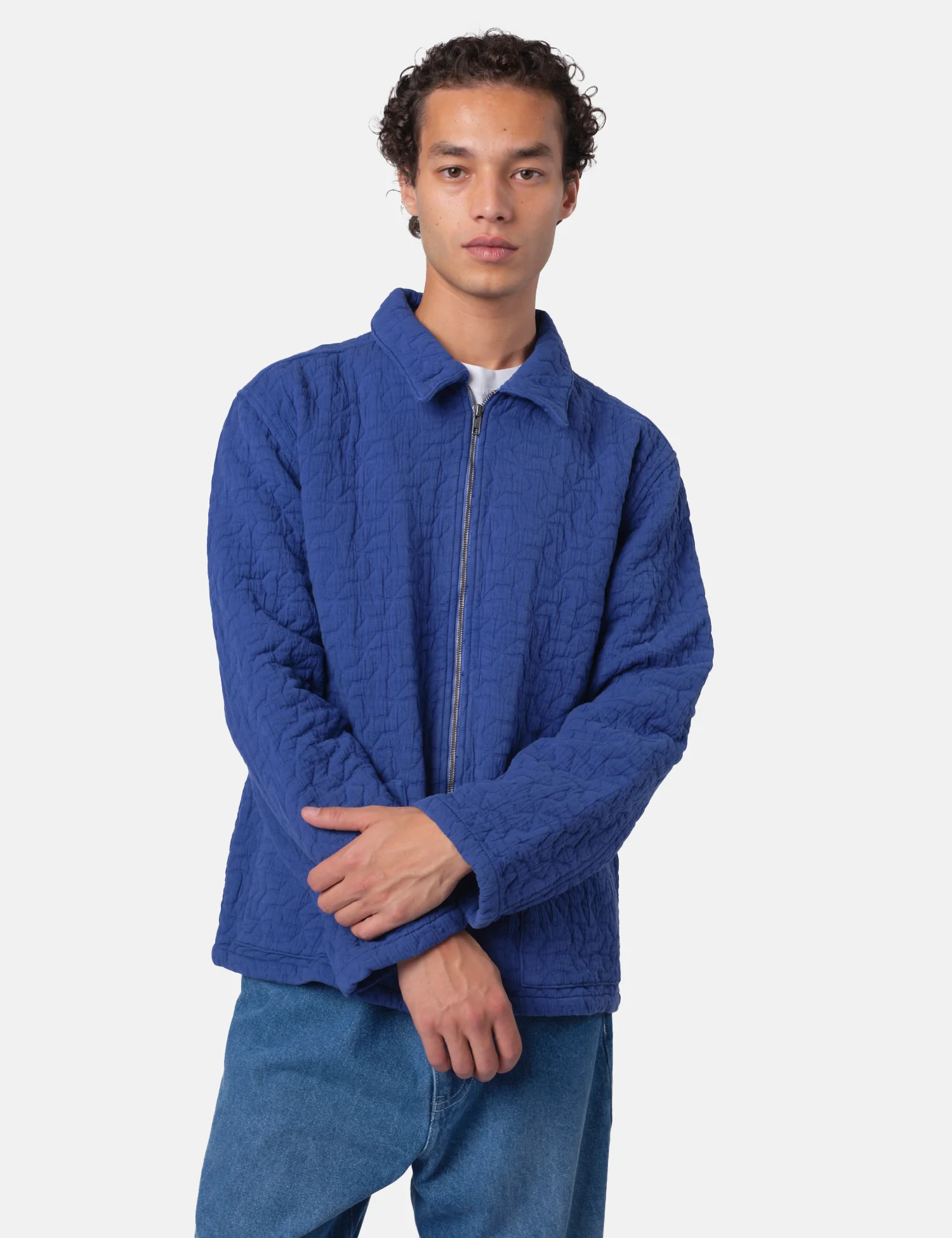 Bhode Textured Zip Jacket - Indigo Blue - Image 5