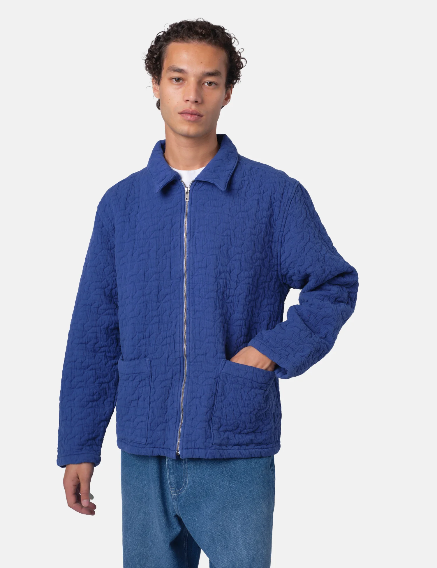 Bhode Textured Zip Jacket - Indigo Blue - Image 7