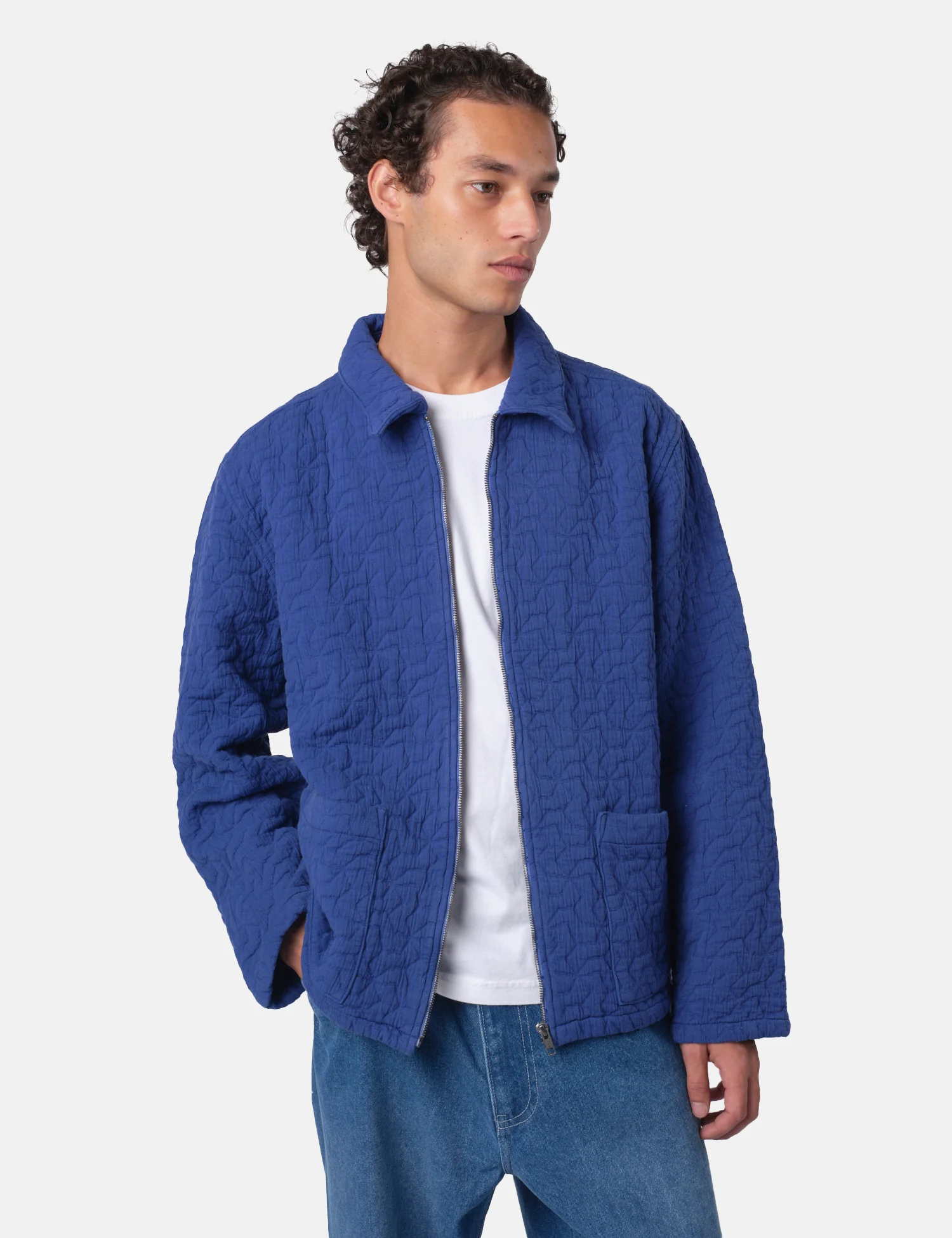 Bhode Textured Zip Jacket - Indigo Blue - Image 8