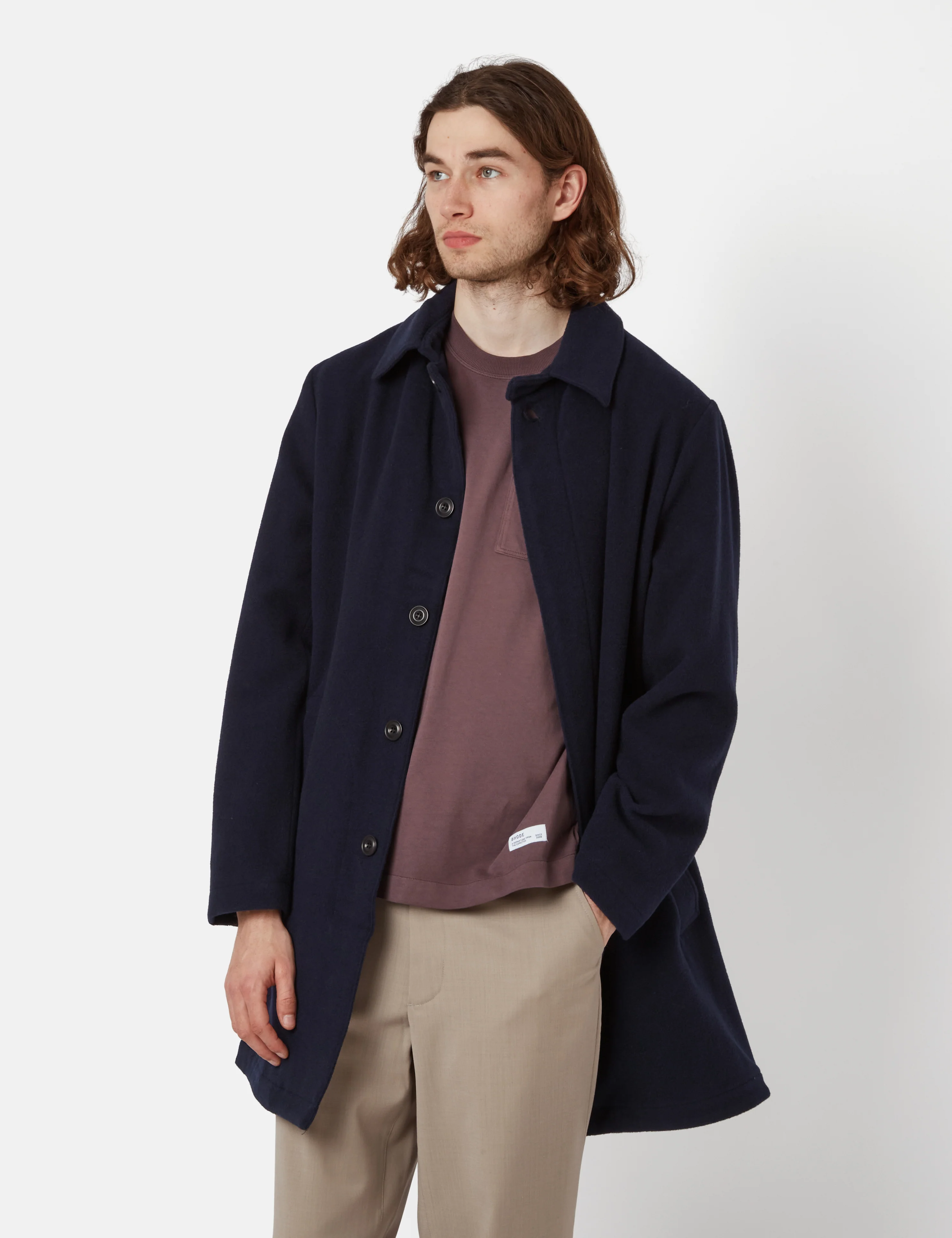Bhode Wool Mac - Navy Blue - Image 5