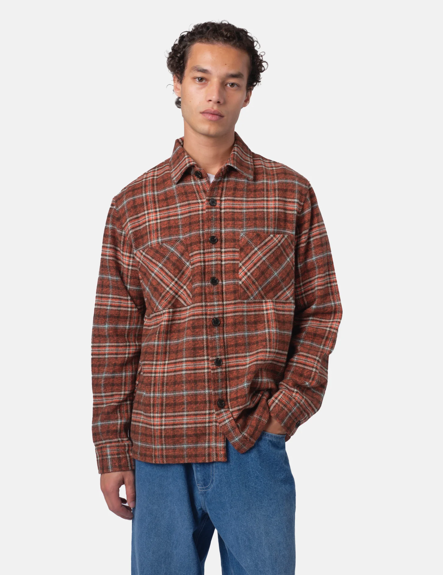 Bhode Zennor Check Over Shirt (Flannel) - Rust/Brown - Image 4
