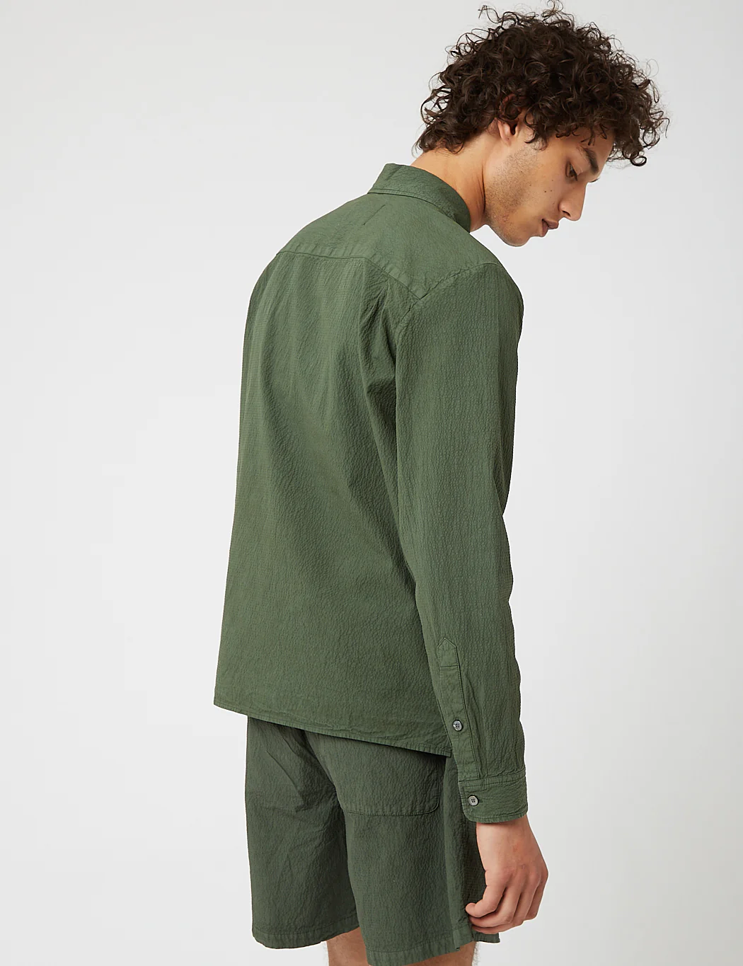 Bhode Zip Shirt (Seersucker) - Green - Image 5