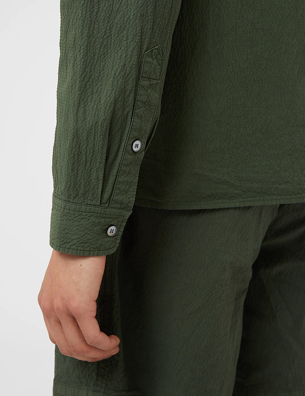 Bhode Zip Shirt (Seersucker) - Green - Image 8