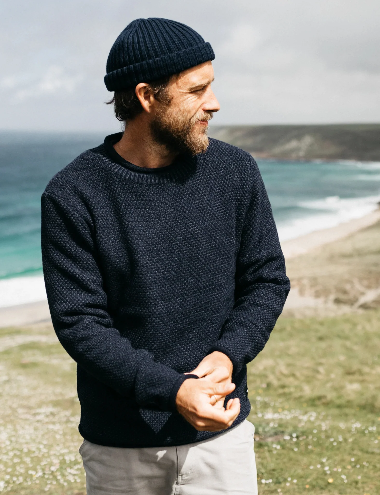 Finisterre Barents Jumper (Wool Mix) - Indigo Blue - Image 2