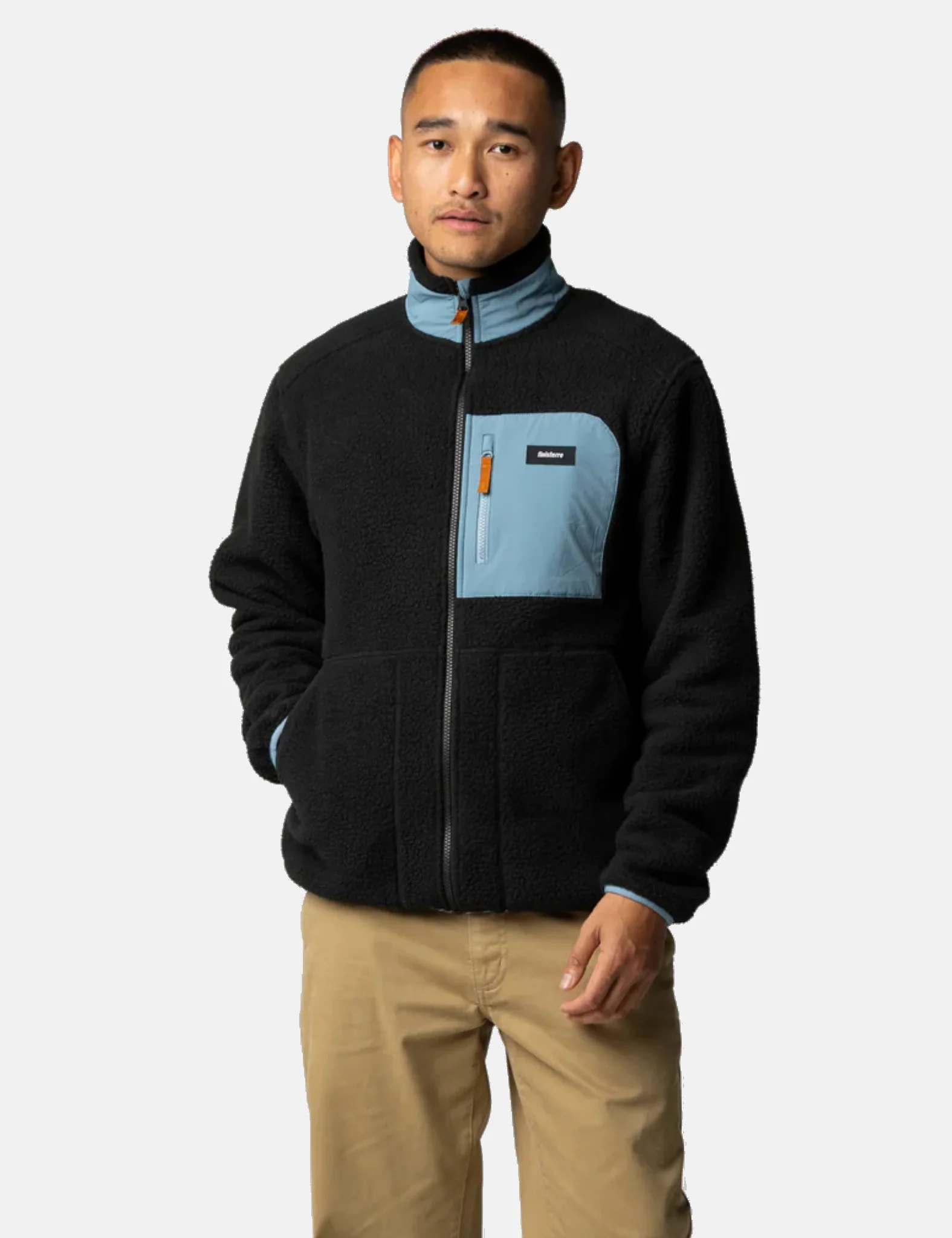 Finisterre Bolster Full Zip Fleece - Washed Black/Bay Blue
