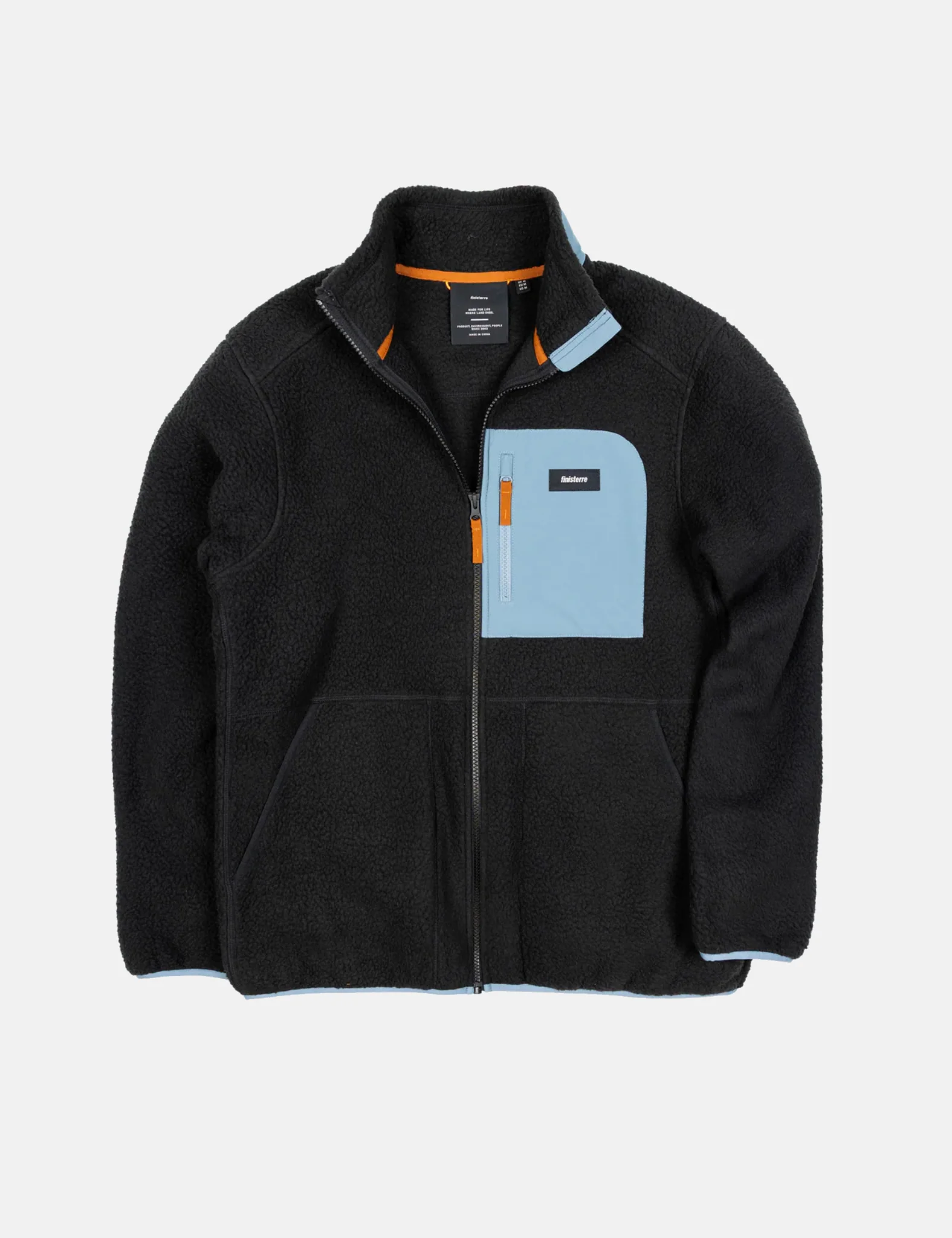 Finisterre Bolster Full Zip Fleece - Washed Black/Bay Blue - Image 2