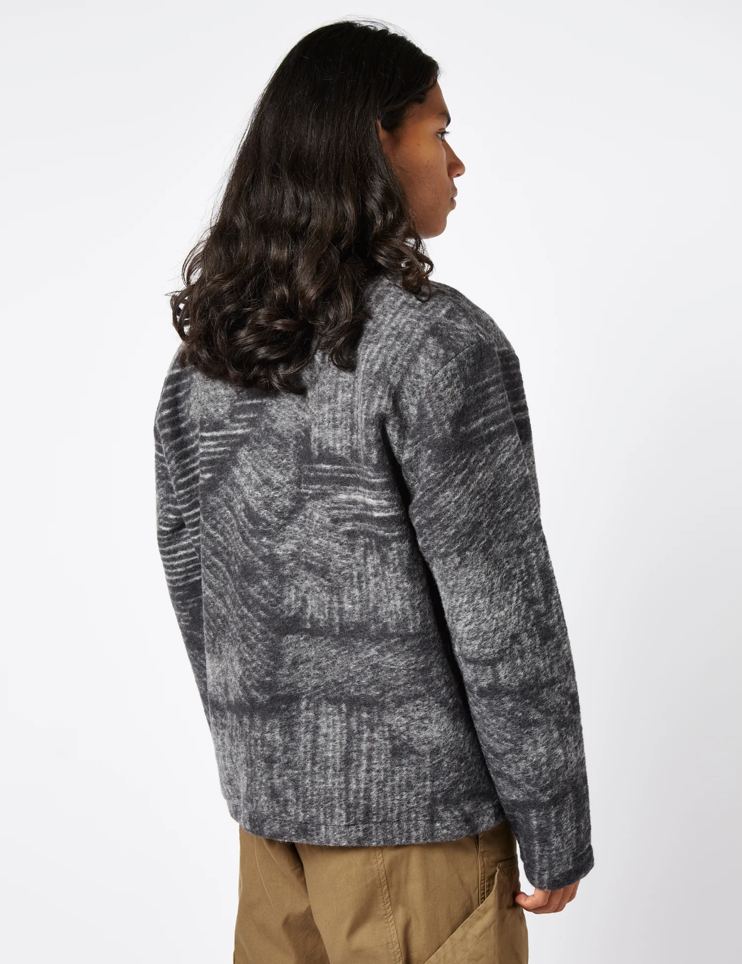 Folk Boxy Funnel Fleece (Wool Polka) - Slate Grey - Image 4