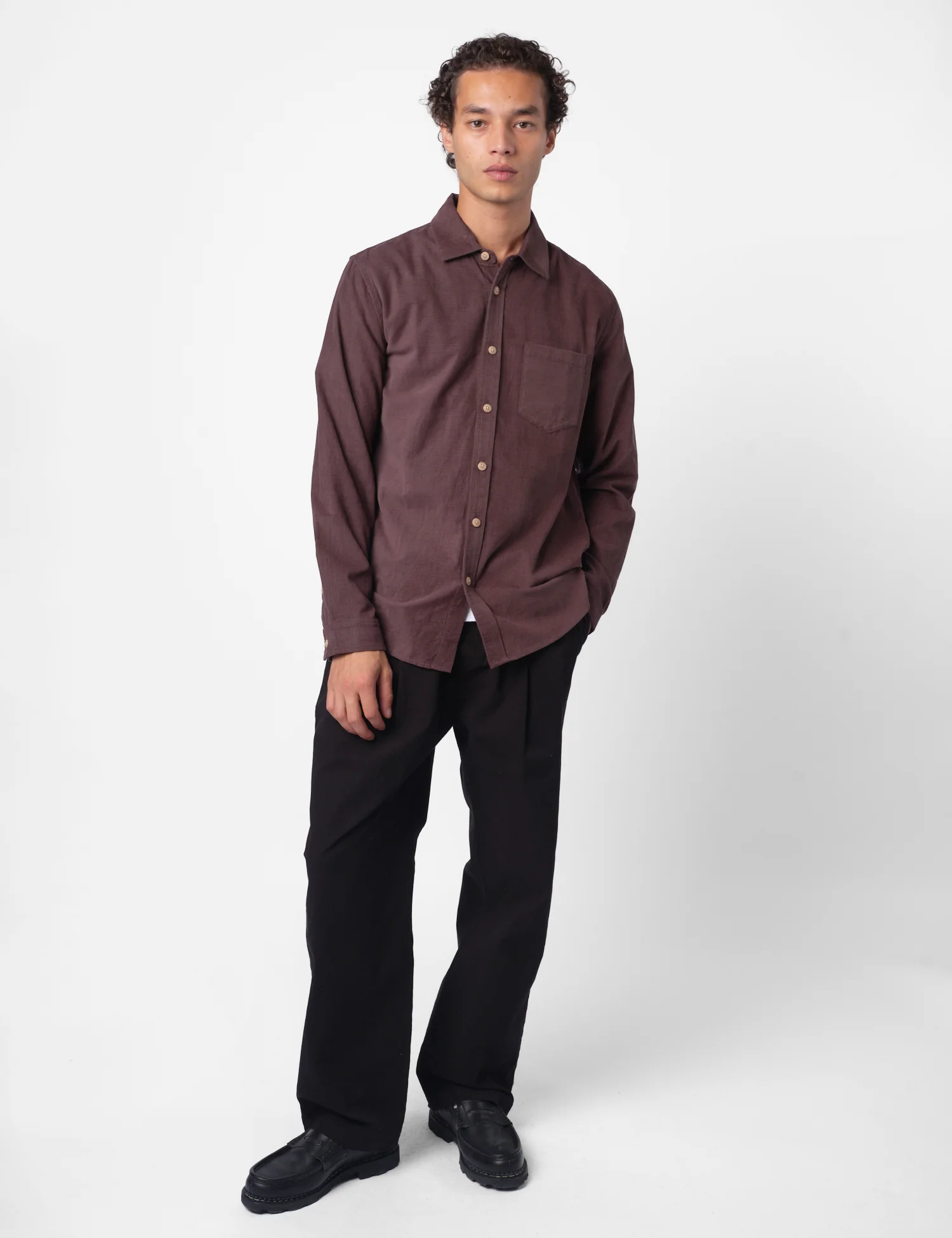 Folk Direction Baby Cord Shirt - Black Grape - Image 2