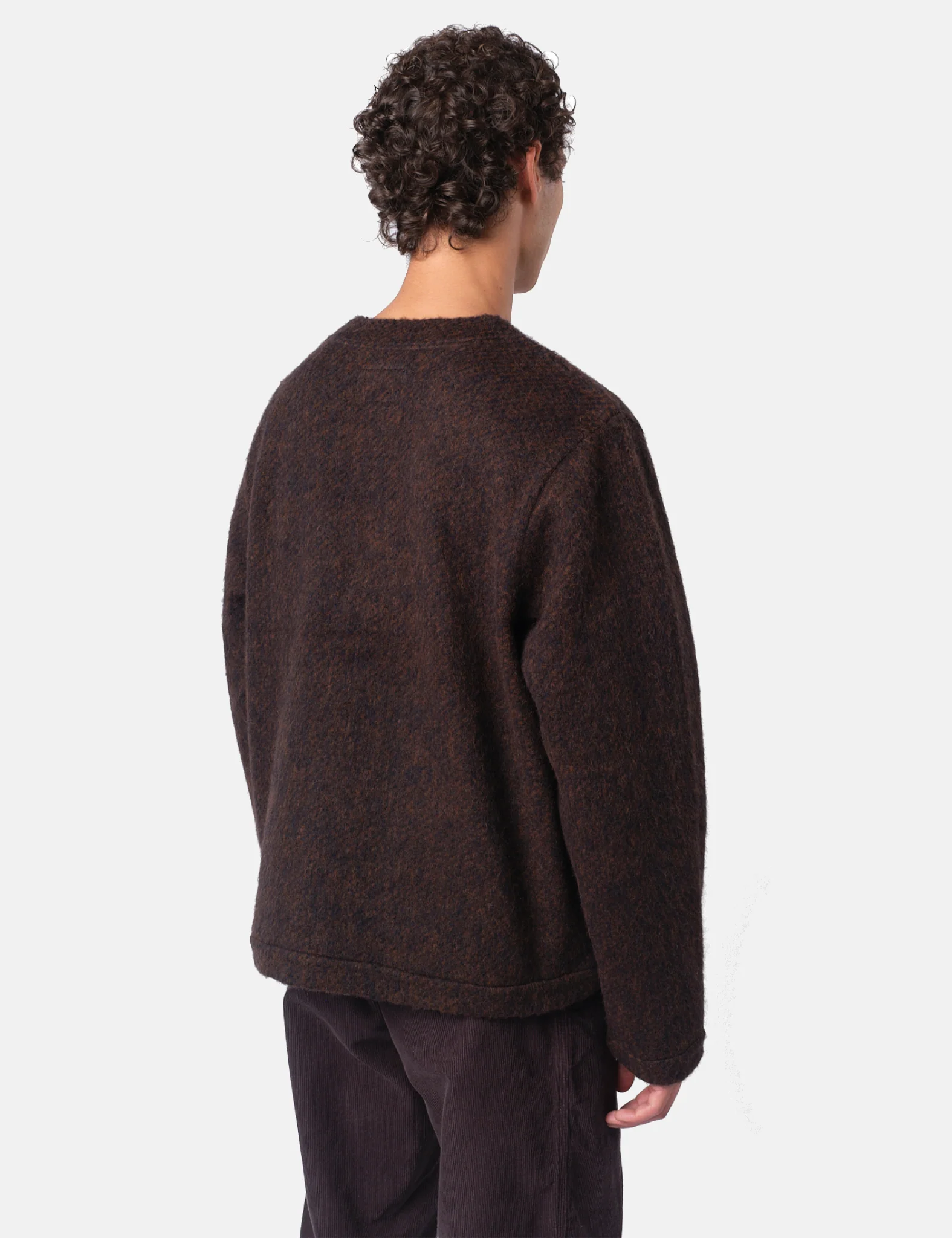 Folk Pocket Brushed Wool Cardigan - Navy/Espresso - Image 4