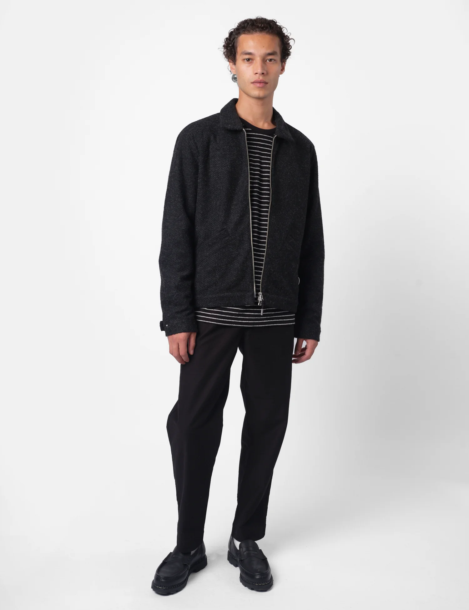 Folk Signal Blouson Jacket - Charcoal Wool Twill - Image 2
