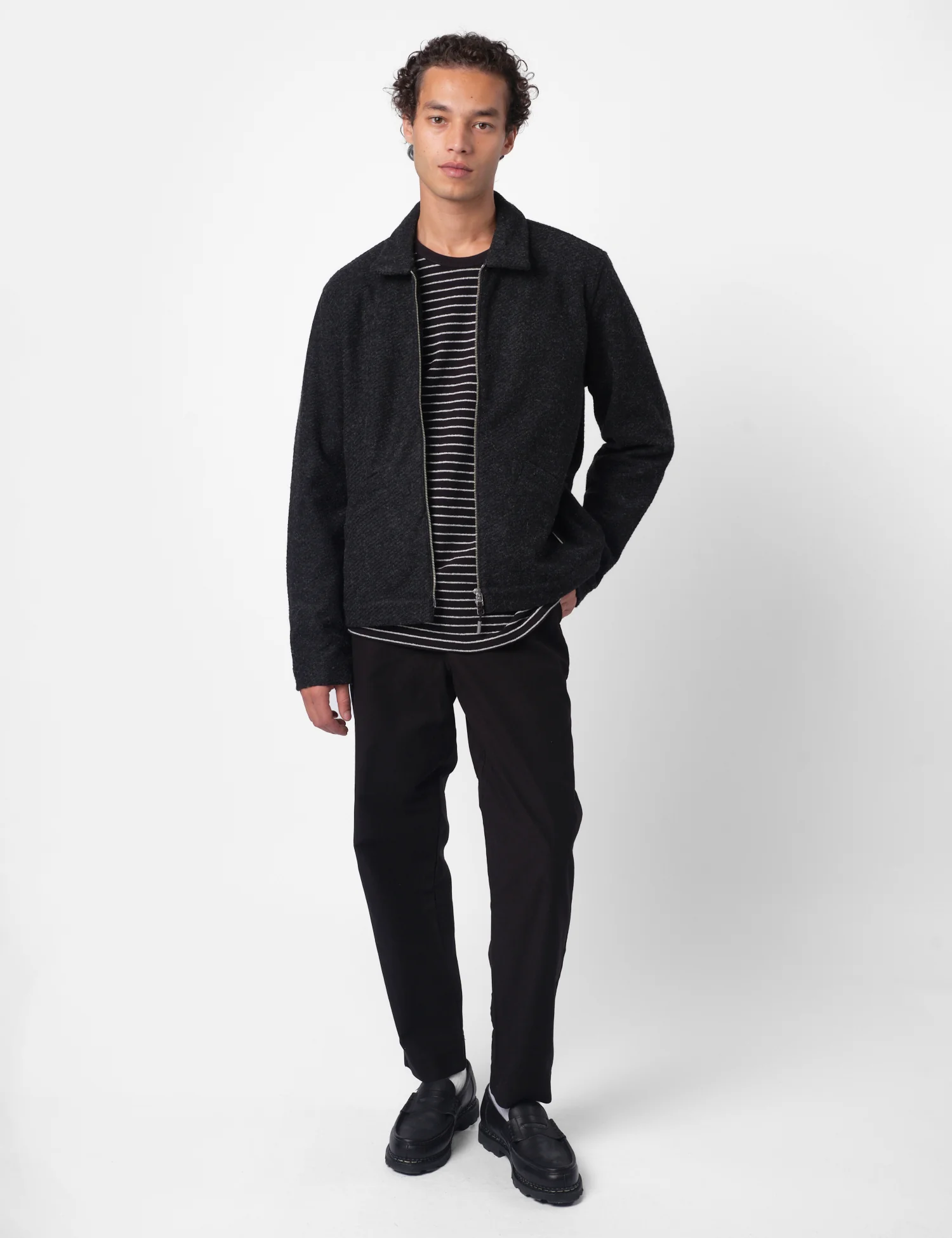 Folk Signal Blouson Jacket - Charcoal Wool Twill - Image 5
