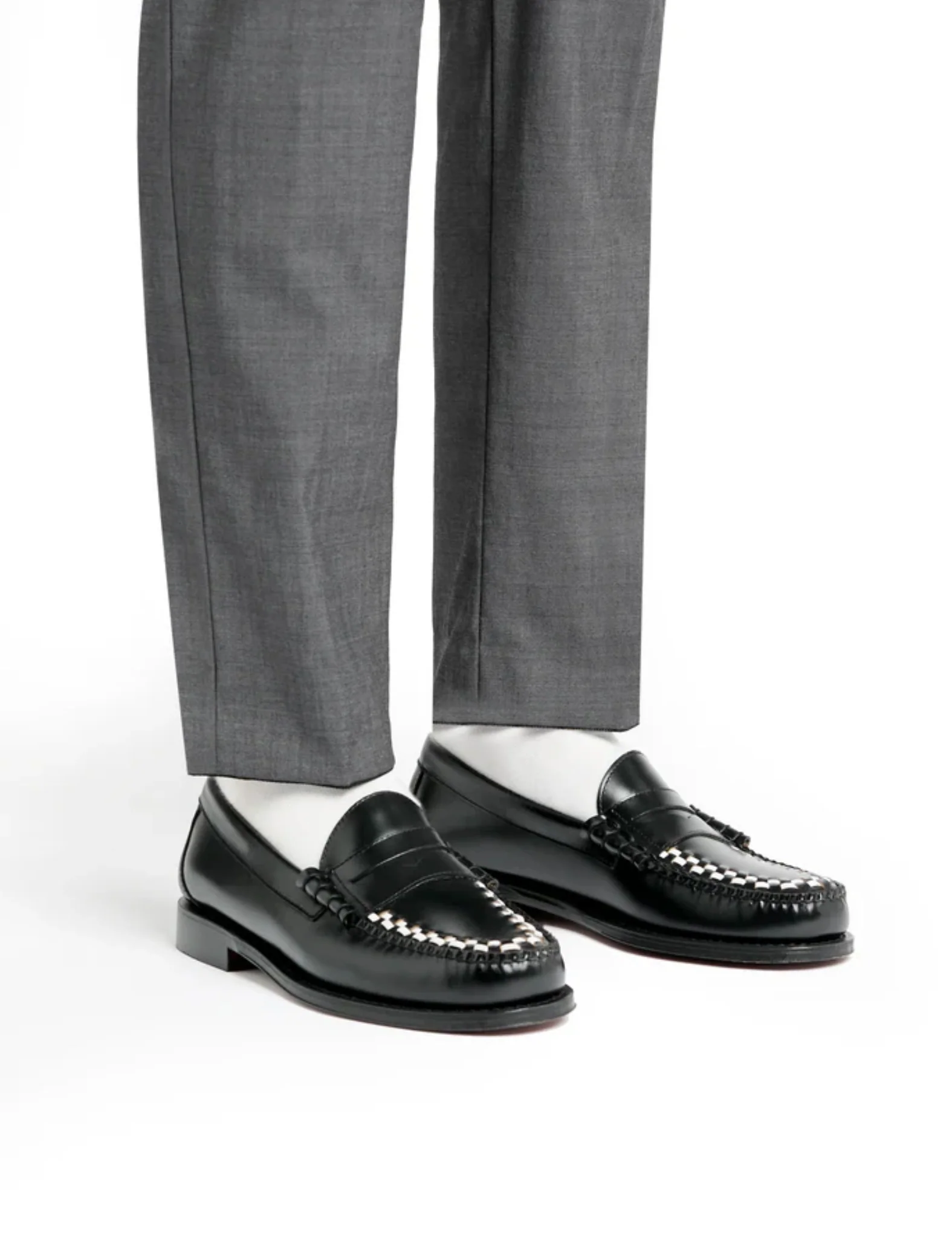 G.H. Bass Weejun Larson Weave Moc Loafer (Leather) - Black/White - Image 2