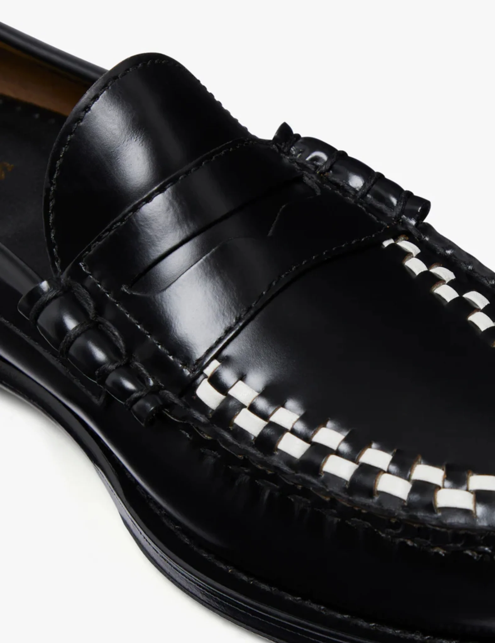 G.H. Bass Weejun Larson Weave Moc Loafer (Leather) - Black/White - Image 4