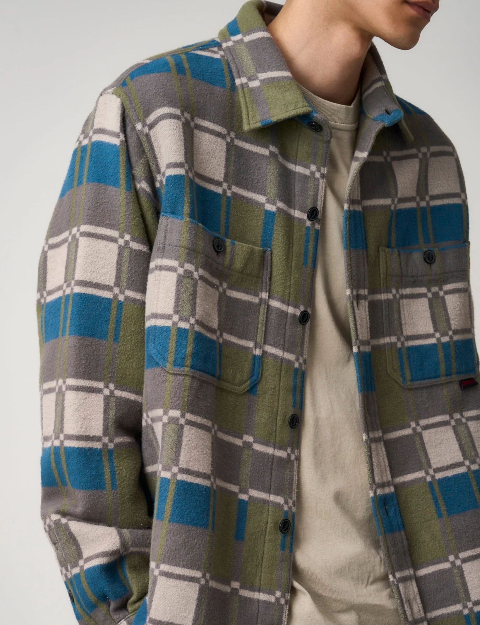Gramicci Anthony Flannel Check Shirt - Silver Grey - Image 3