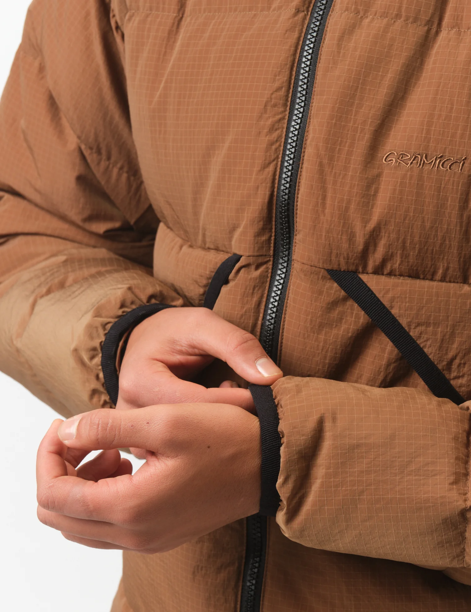 Gramicci Down Puffer Hooded Jacket - Brown - Image 2