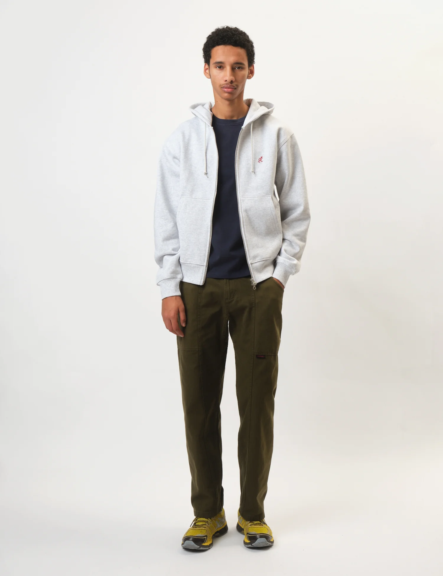 Gramicci One Point Zip Hooded Sweatshirt - Heather Ash Grey - Image 3