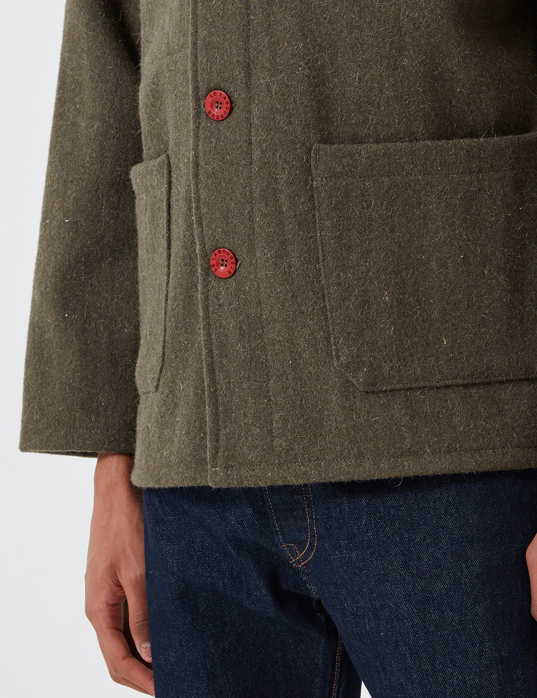 Le Laboureur Wool Work Jacket - Khaki Green - Image 4