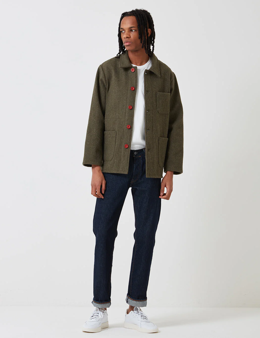 Le Laboureur Wool Work Jacket - Khaki Green - Image 5