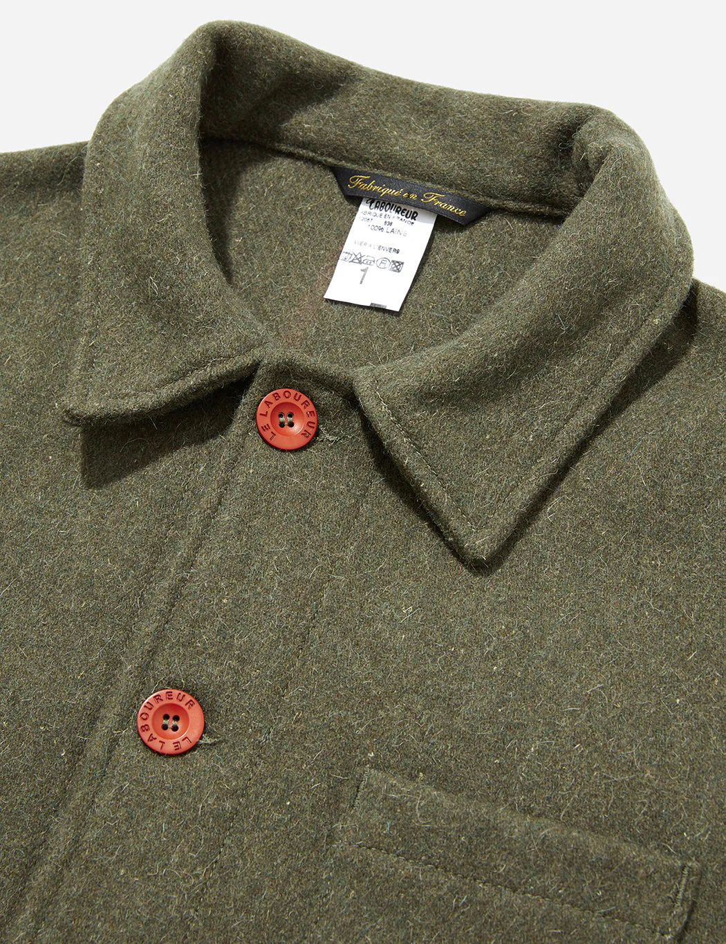 Le Laboureur Wool Work Jacket - Khaki Green - Image 7