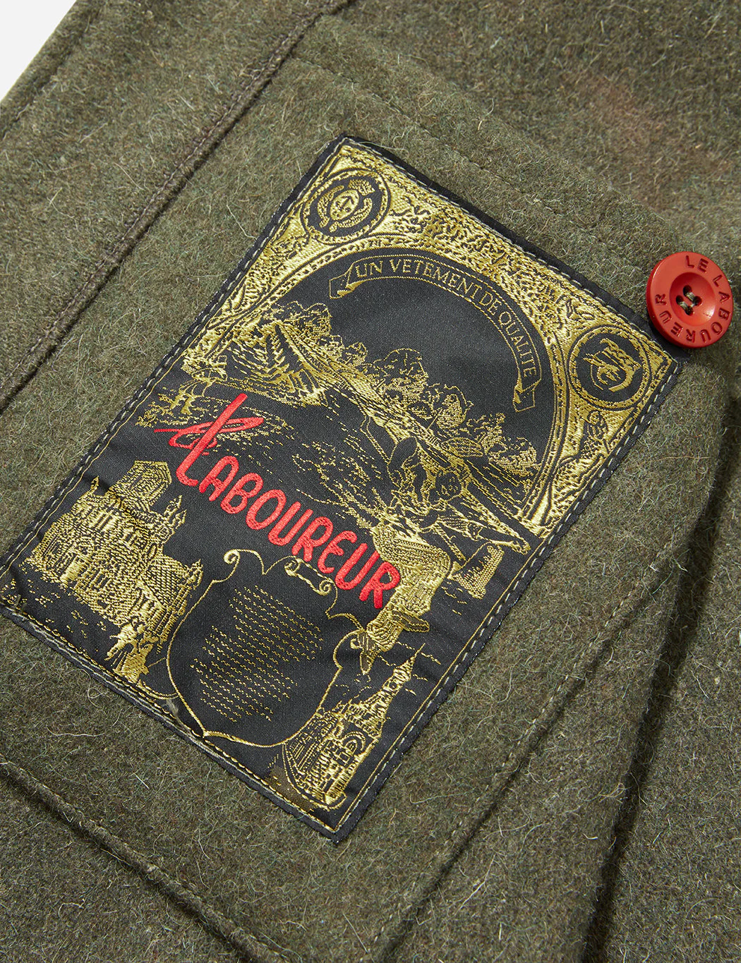 Le Laboureur Wool Work Jacket - Khaki Green - Image 9